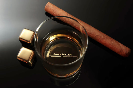 Custom Whiskey Glass with premium quality side and bottom engraving for any special occasion. Comes with free Gift Box.