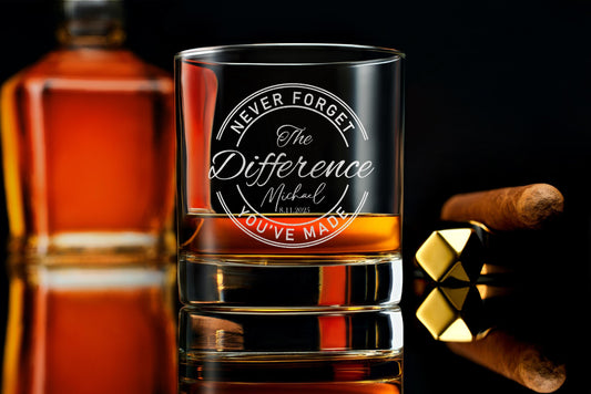 Custom Engraved Retirement Rock Glass - Personalized Whiskey Gift, with Free Gift Box