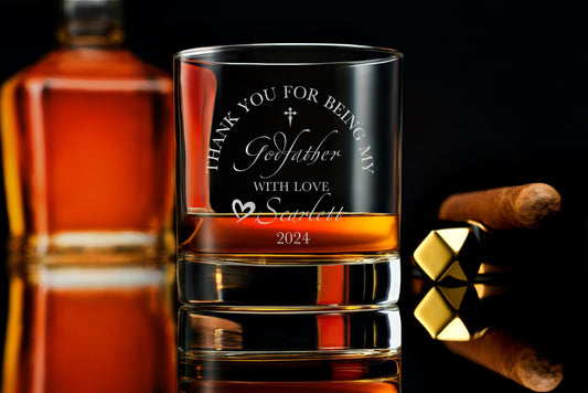 Personalized Father's Day Gift for Godfather – Custom Whiskey Glass from Goddaughter – Unique Godfather Gift, with Free Gift Box