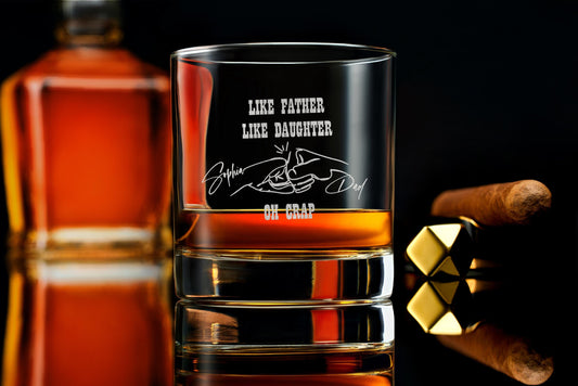 Custom Engraved Whiskey Glass – Personalized Rock Glass for Dad | Father's Day Gift from Daughter | Unique Keepsake | Free Gift Box