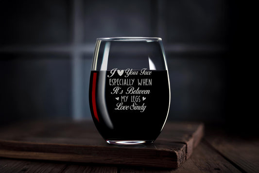 Custom Engraved Wine Glass, I love your face, Funny Gift For Husband, gift for boyfriend, Birthday gift for him, Gift Box