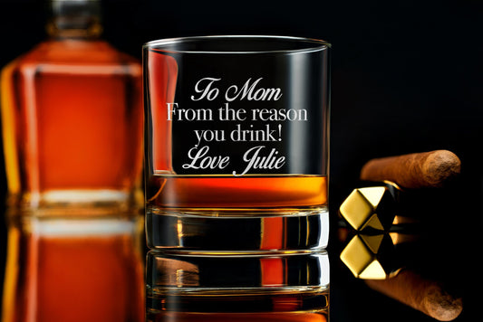 Personalized Mom's Reasons To Drink Whiskey Glass, Gifts for Mom, Mothers Day Gift from Daughter, Kids, Son, with Free Gift Box