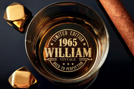 Engraved Whiskey Glass 60th Birthday Gift – Custom Rock Glass for Men, Husband, Dad – Free Box Included