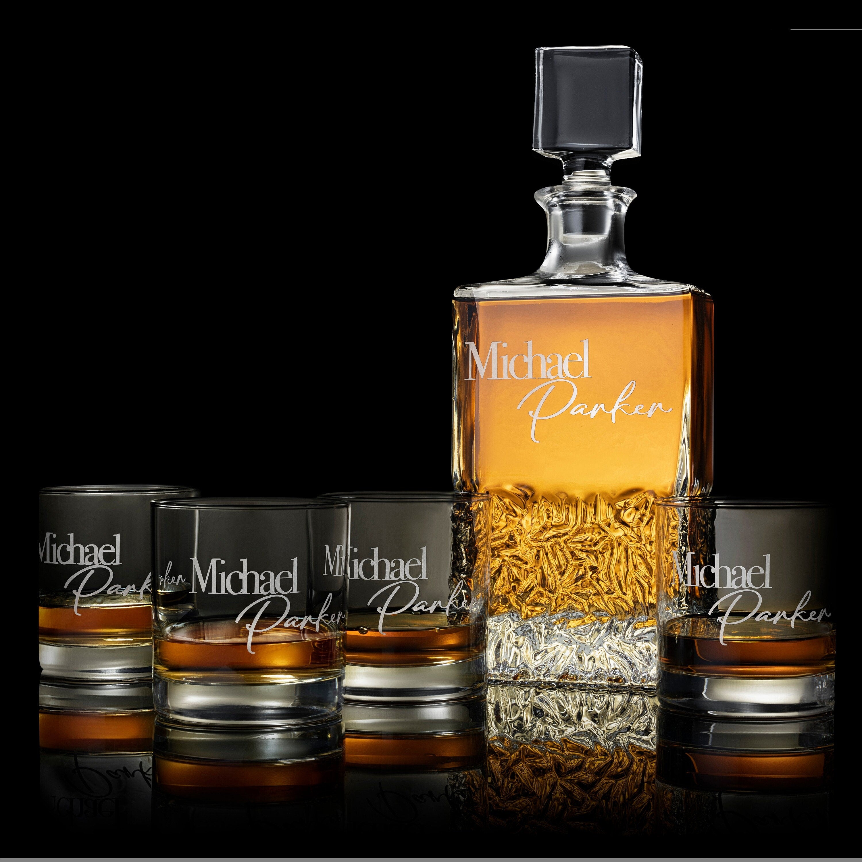 Personalized Whiskey Decanter Set with Premium Engraving Quality, Groomsmen, Christmas Gift, Fathers Day Gift, Comes with Free Gift Boxes.