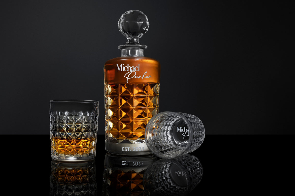 Custom Whiskey Decanter Set with Premium Engraving Quality, Great Christmas Gift - Comes with Free Gift Boxes