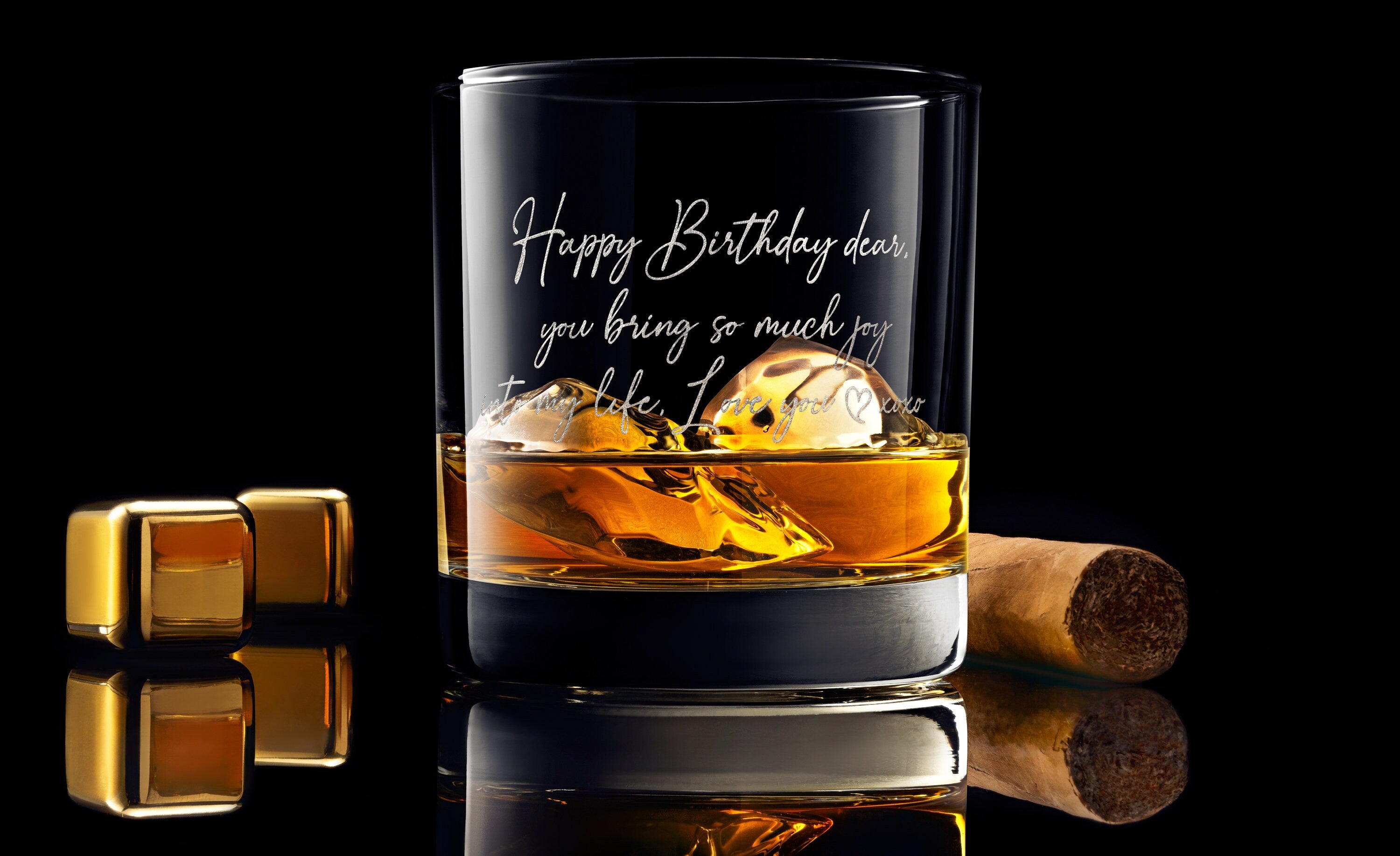 Custom Handwriting Crystal Whiskey Glass - Engrave Your Gift Message for Him, Husband or Boyfriend , Free Gift Box