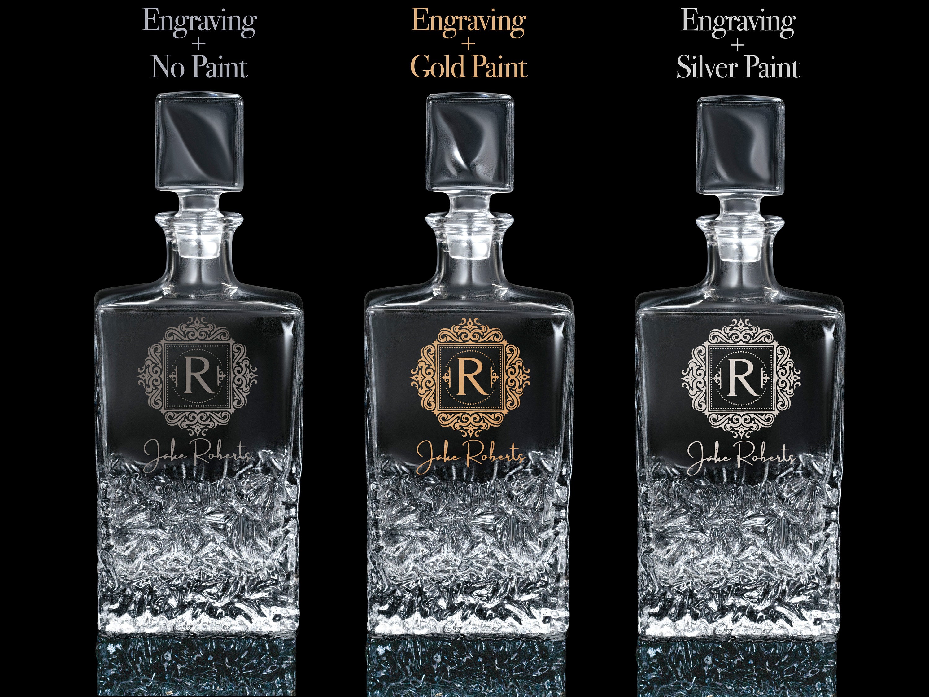 Personalized Whiskey Decanter Set with Premium Engraving Quality, Great Father's Day Gift, Groomsmen Gifts, Gift for HimFree Gift Boxes.