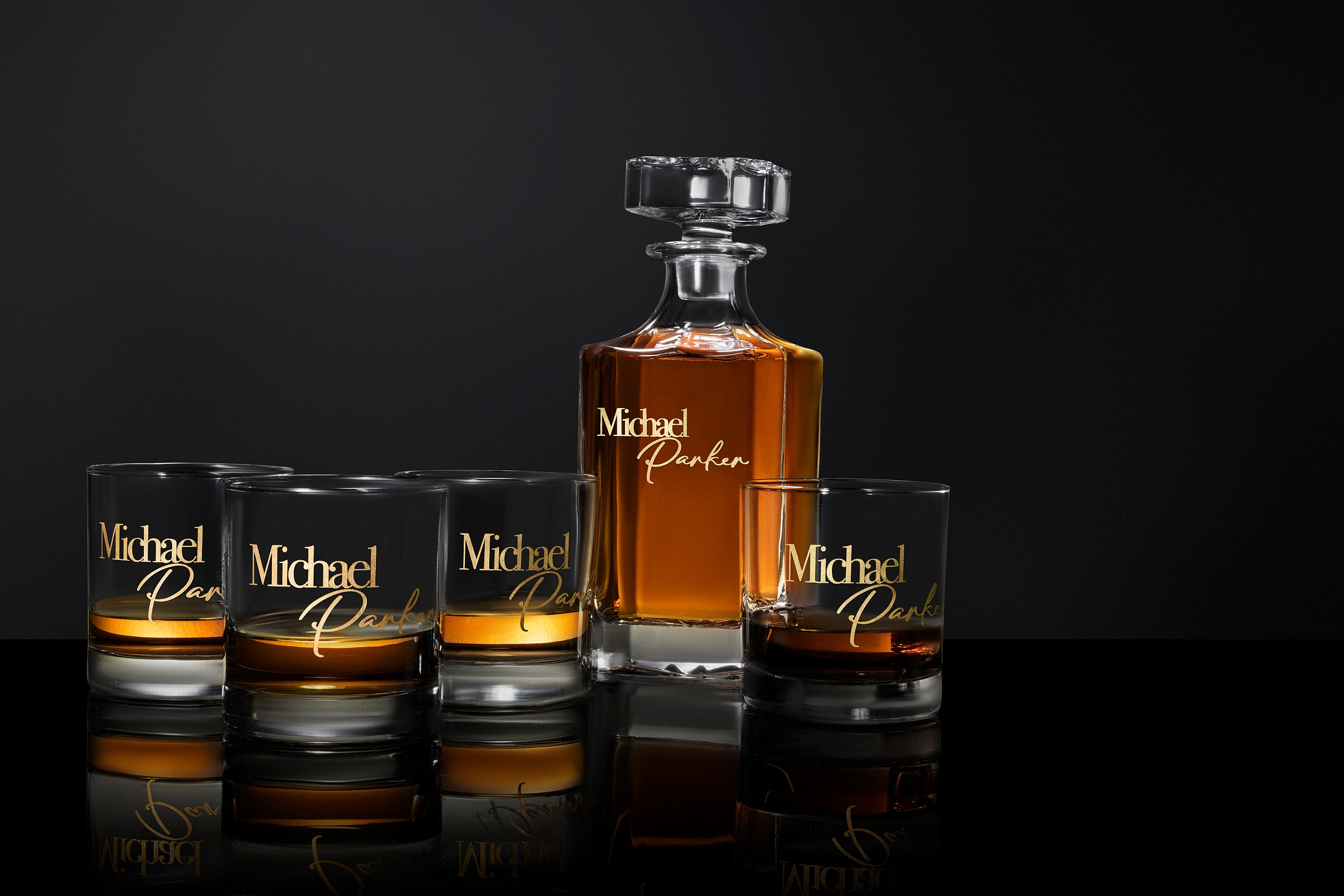 Groomsman Gift Whiskey Decanter Set - Personalized Drinking Gift - Best Present for Groomsmen, for dad, for husband, for him - Free Gift Box