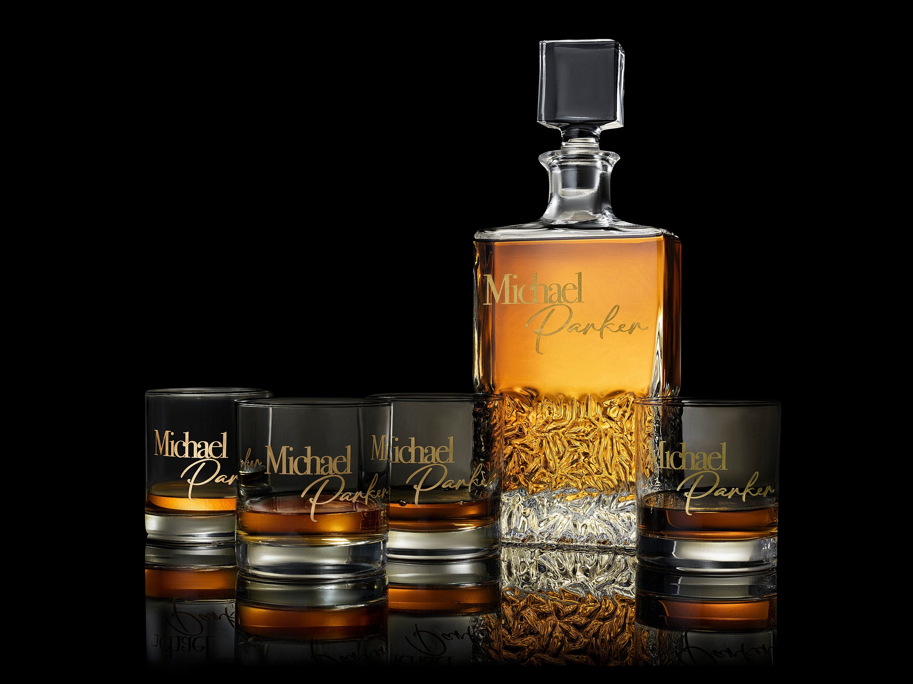 Personalized Whiskey Decanter Set with Premium Engraving Quality, Great Christmas Gift, Groomsmen Gifts, Dad Gifts, with Free Gift Boxes.