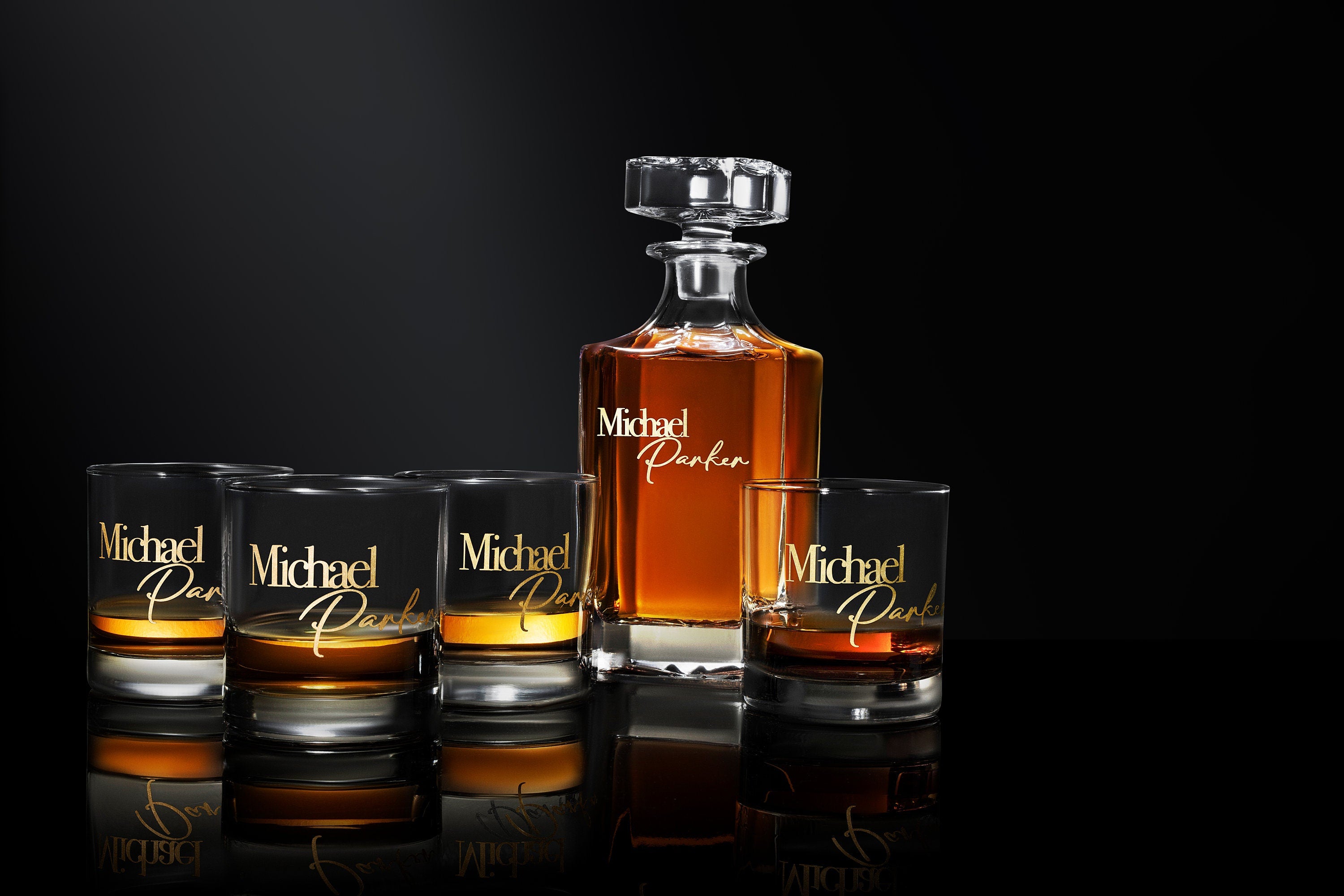 Personalized Whiskey Decanter Set with Premium Engraving Quality, Christmas Gift, Groomsmen Gifts - Comes with Free Gift Boxes