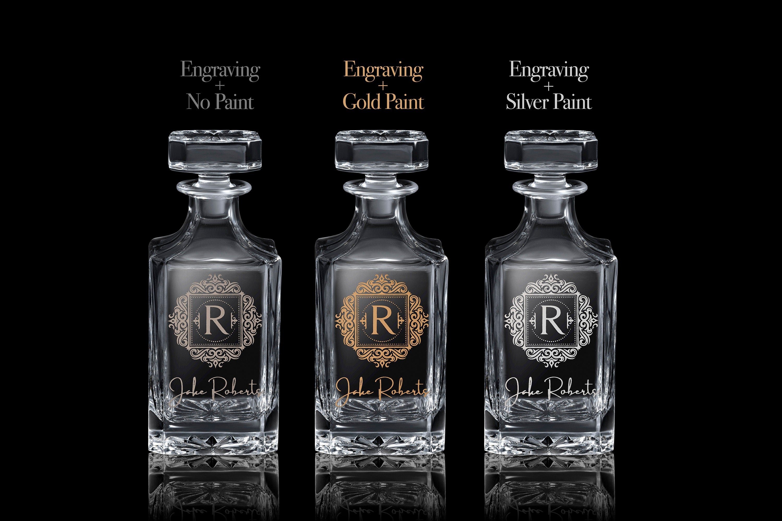 Personalized Whiskey Decanter Set with Premium Engraving Quality, Christmas Gift, Groomsmen Gifts - Comes with Free Gift Boxes