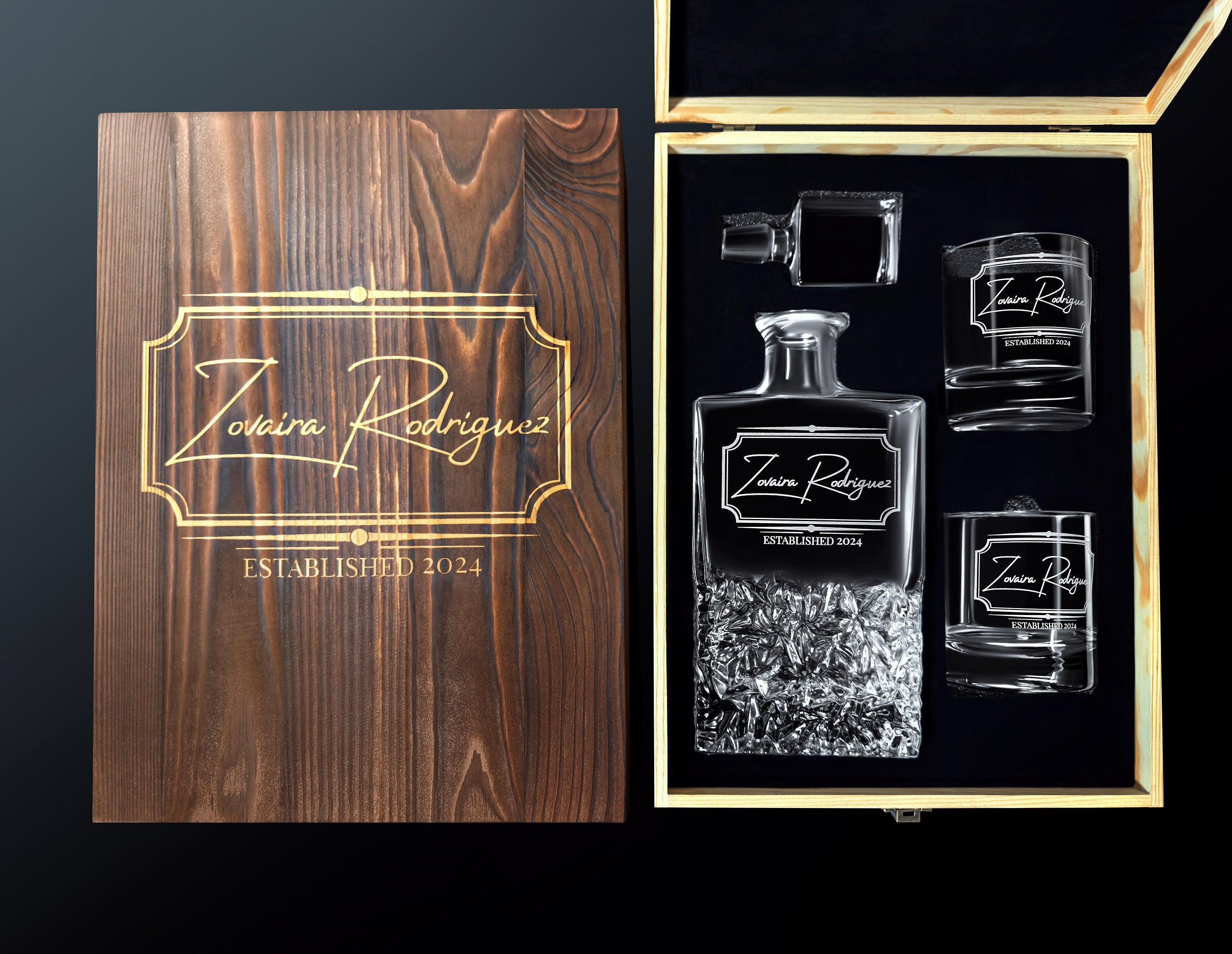 Personalized Whiskey Decanter Set with Premium Engraving Quality, Great Father's Day Gift, Groomsmen Gifts, Gift for HimFree Gift Boxes.