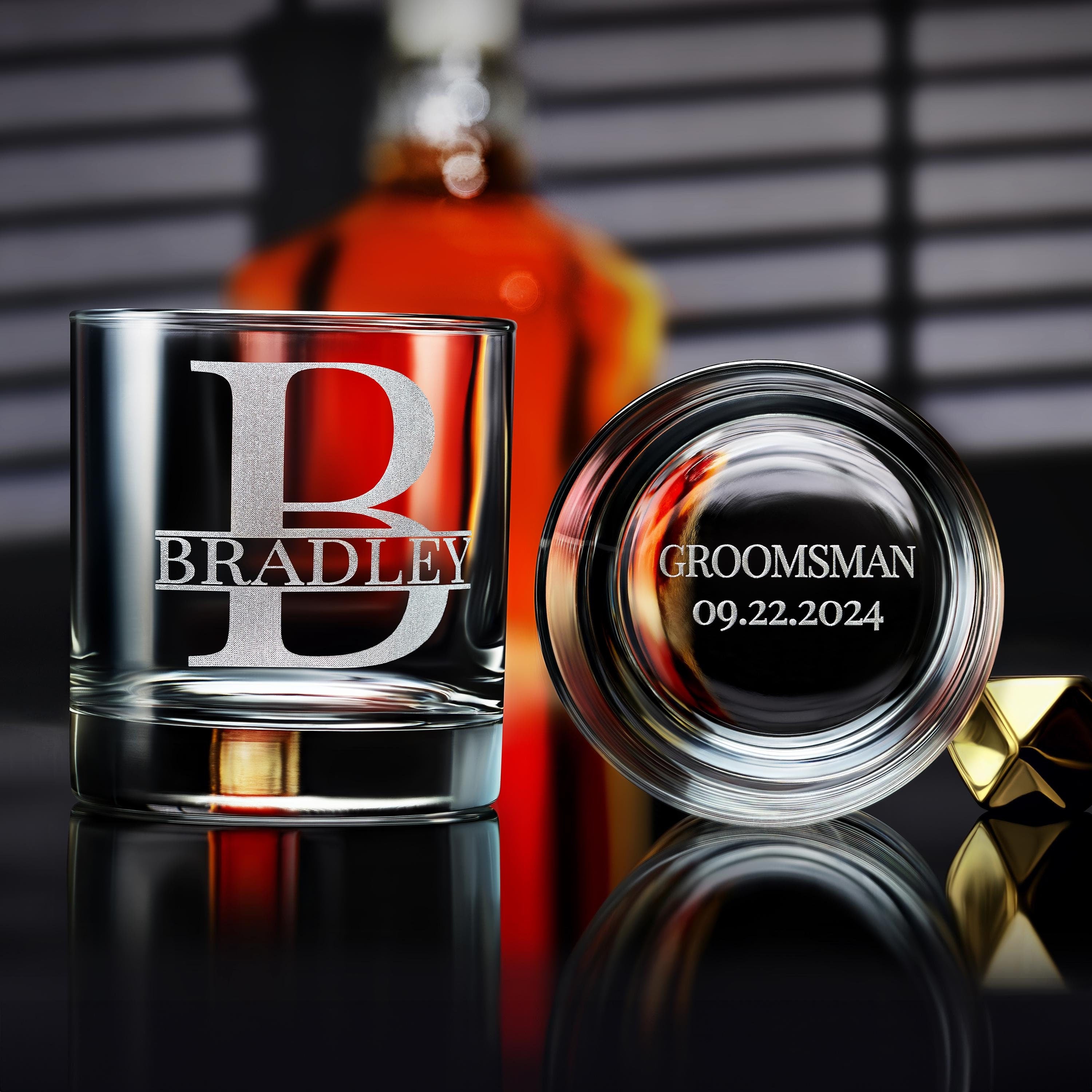 Custom Engraved Whiskey Glasses for Groomsmen