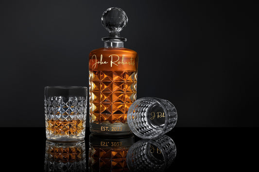 Custom Whiskey Decanter Set with Premium Engraving Quality, Great Christmas Gift - Comes with Free Gift Boxes