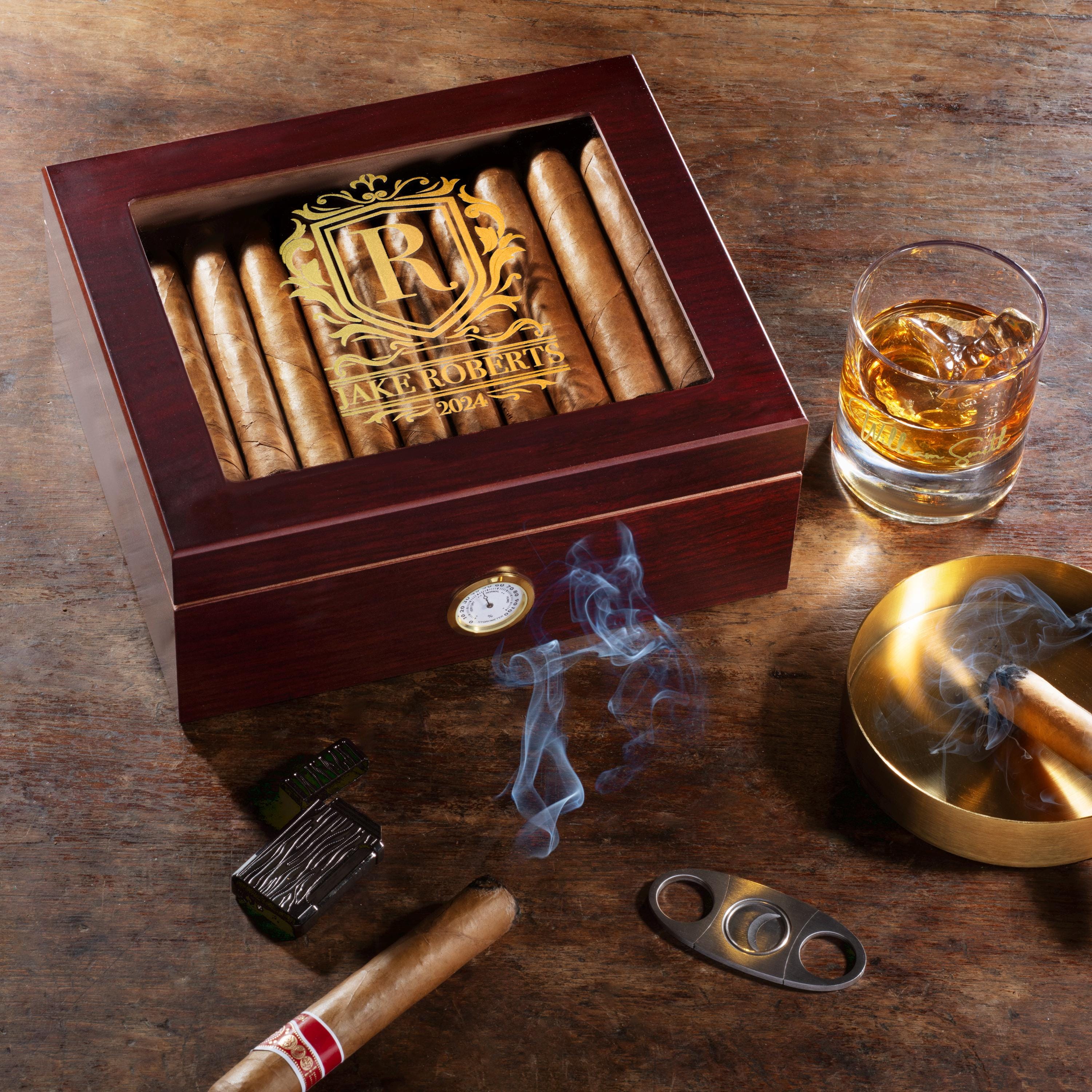 Christmas Gift Cigar Humidor - Custom engraved humidor box - Best Christmas Present for dad, for husband, for him