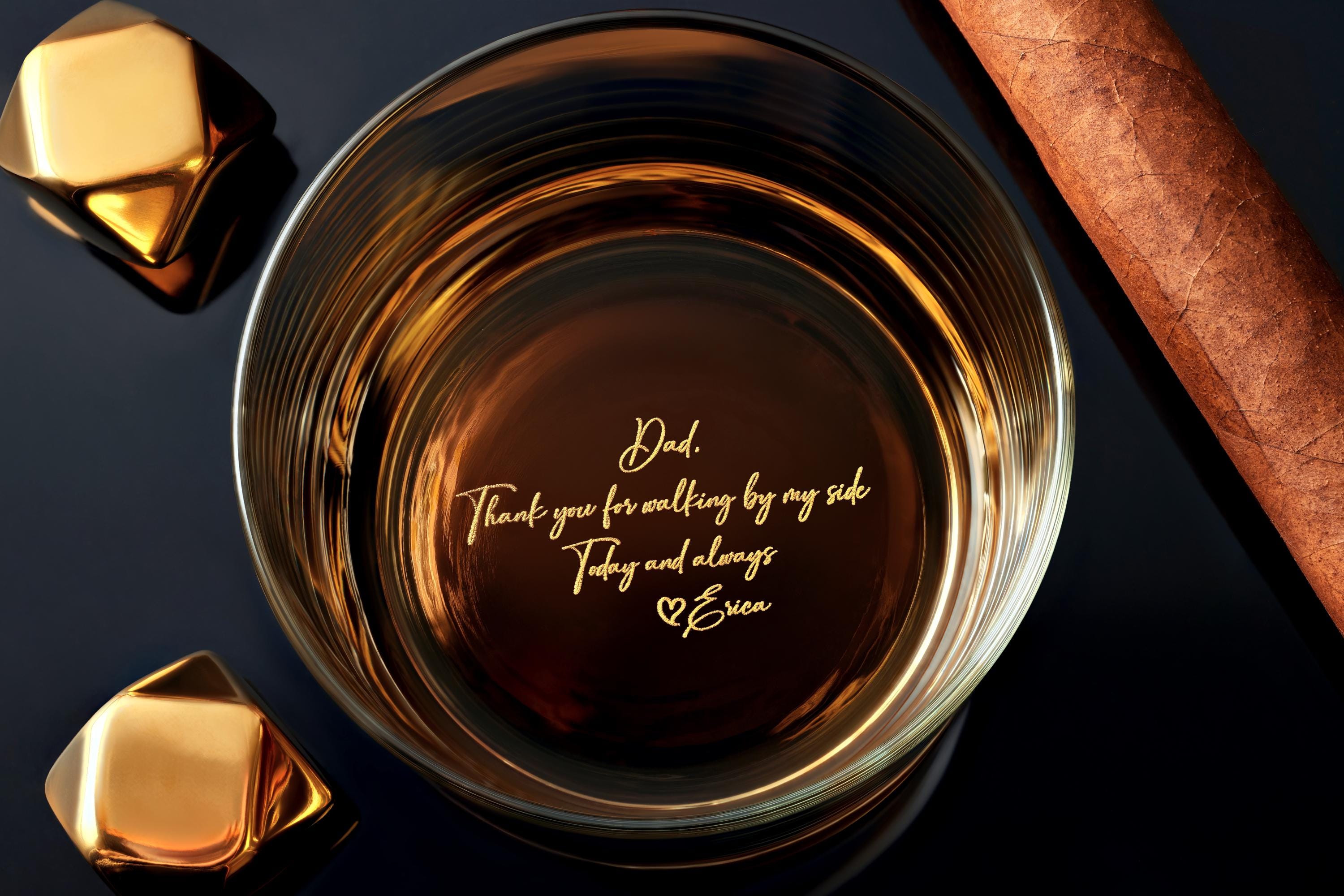 Personalized Handwriting Whiskey Glass - Unique Gift for Men, 11 oz. Premium Rocks Glass