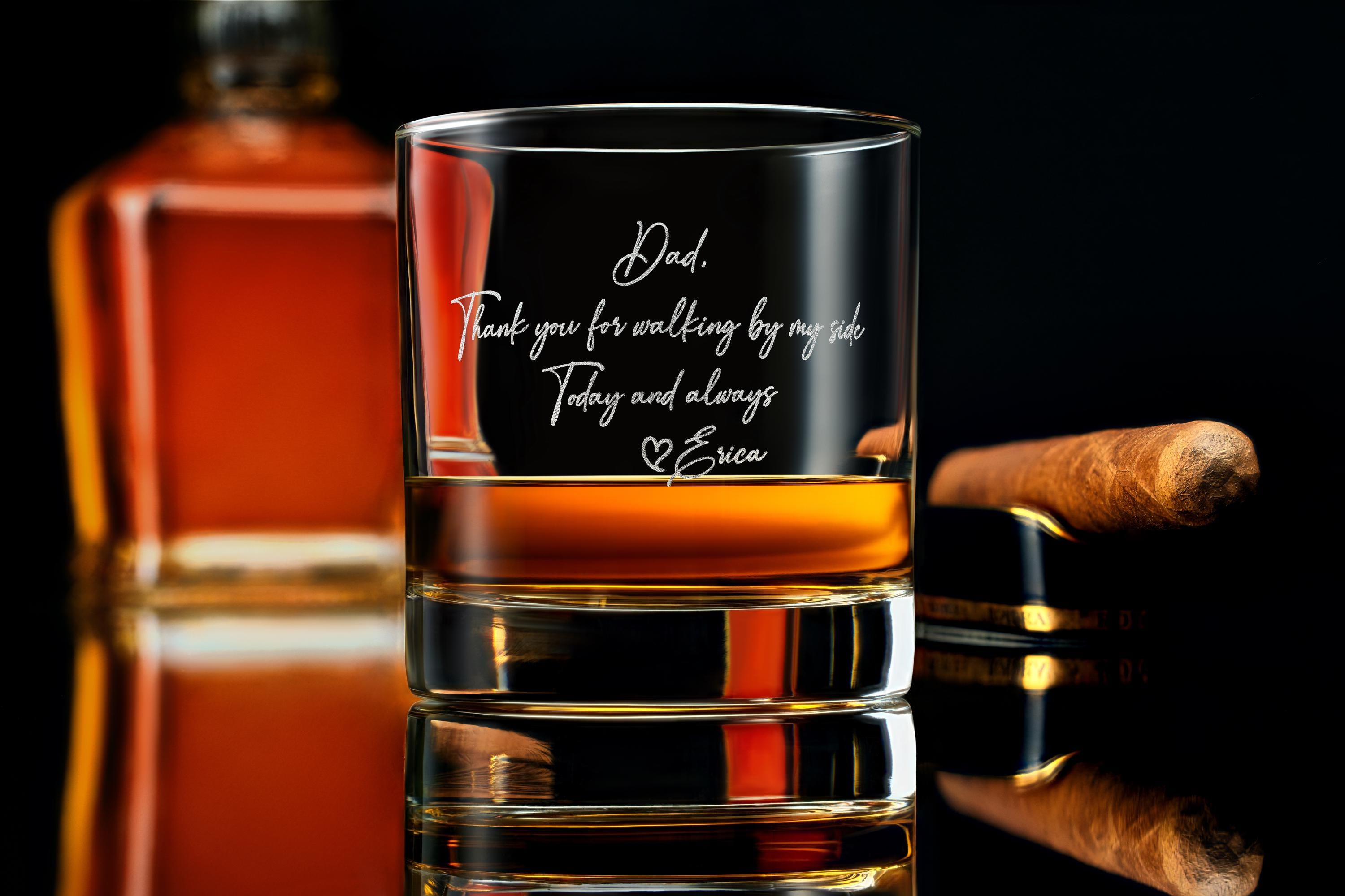 Custom Gift for Dad - Personalized Wedding Whiskey Glass with Your Handwriting Message - Free Gift Box