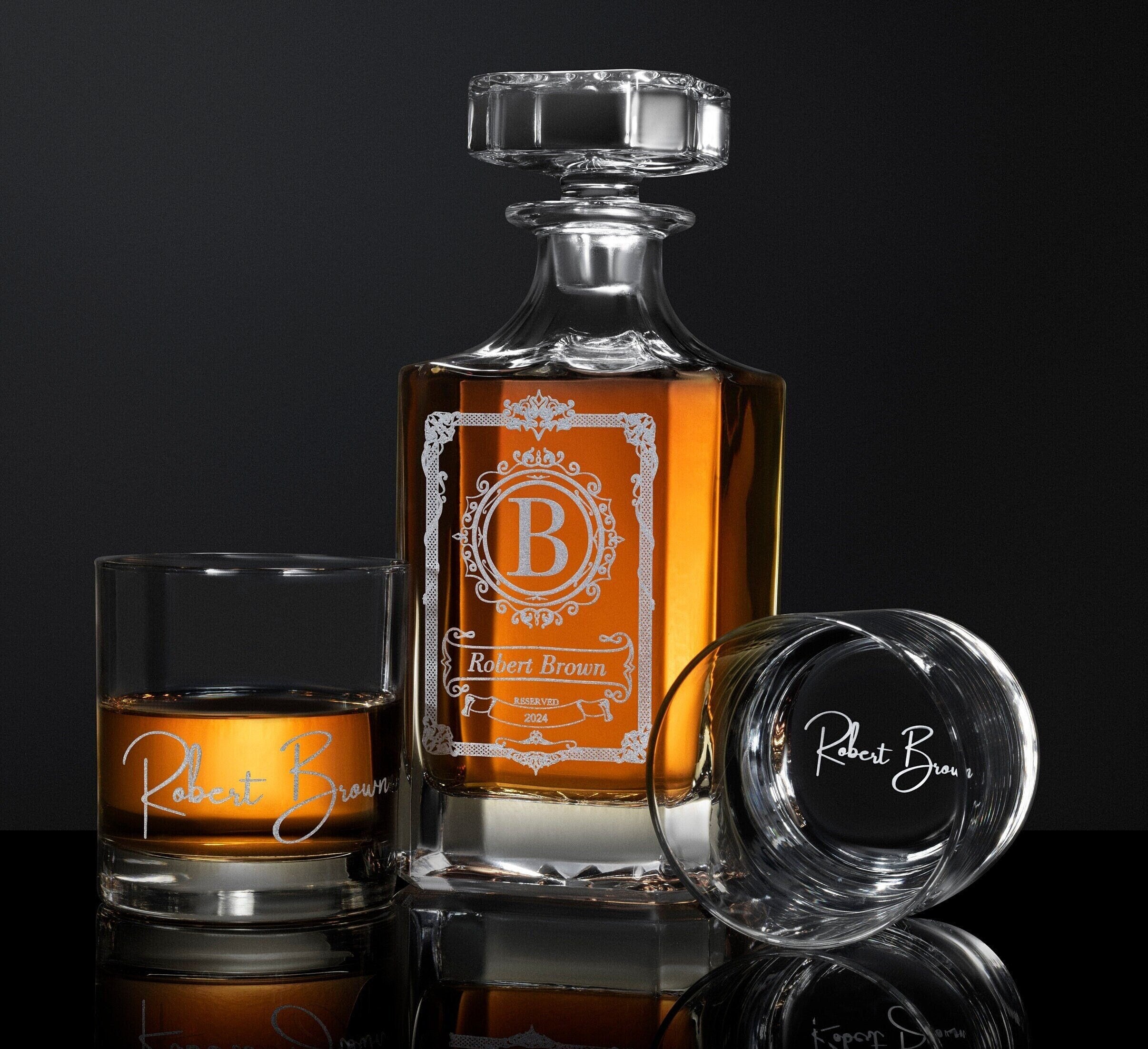 Best Valentine's Day Present for Husband or Boyfriend - Custom Whiskey Decanter Set with Free Gift Box