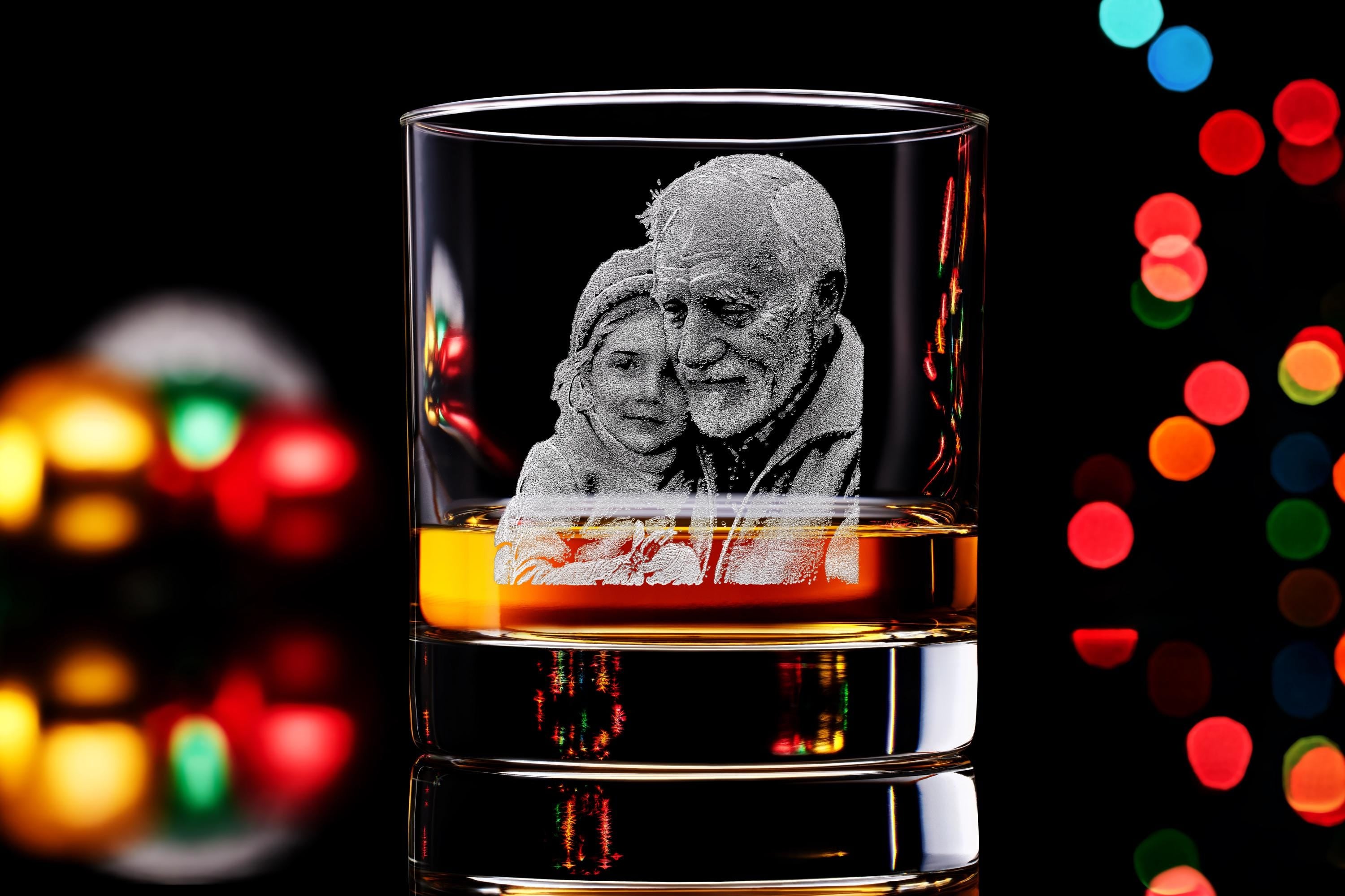 Personalized Rock Glass Christmas Gift for Dad - Engraved Your Photo & Handwriting, comes with Free Gift Box