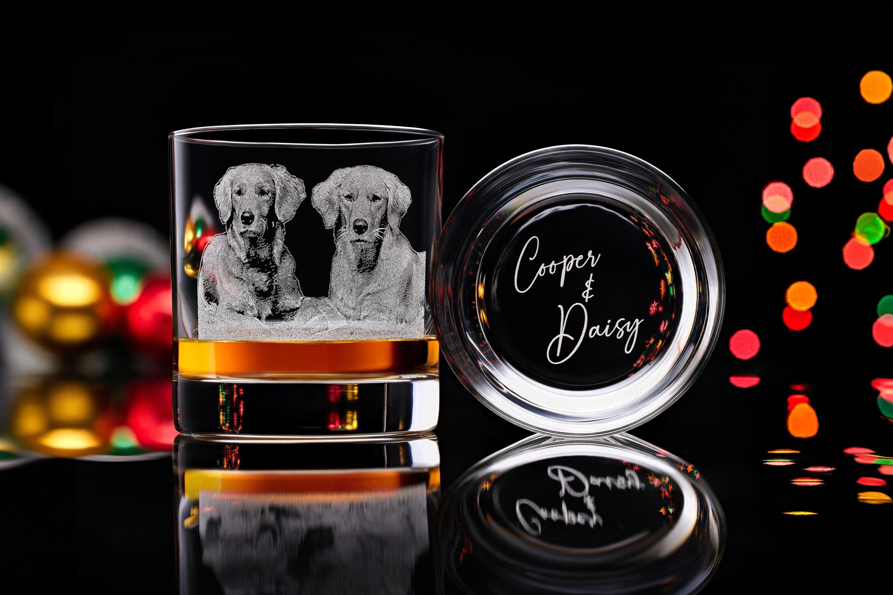 Customizable Pet Portrait Glass for Whiskey - Custom Christmas Gift with Free Box