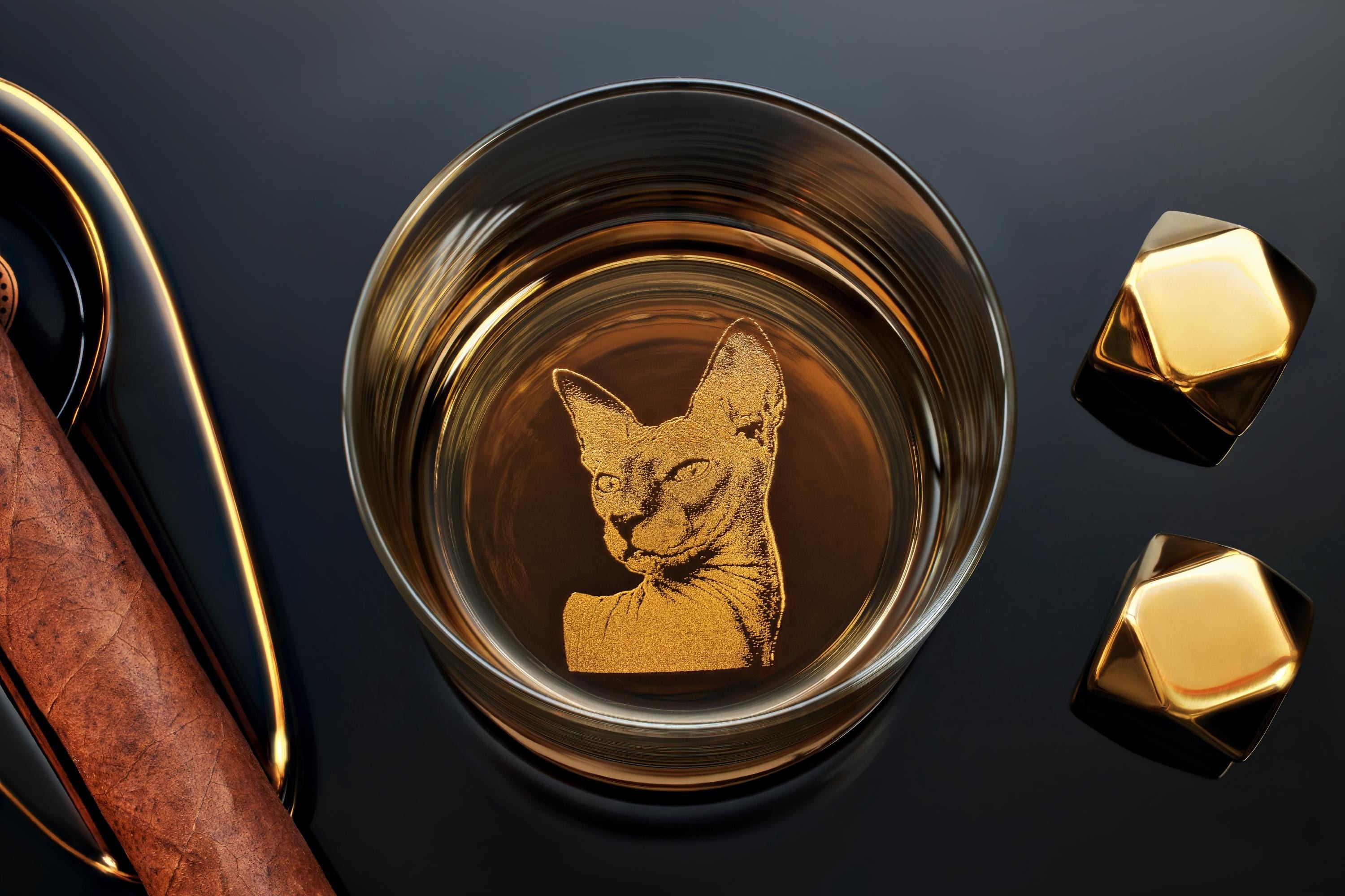 Personalized Rock Glass Christmas Gift for Dad - Engraved Your Photo & Handwriting, comes with Free Gift Box