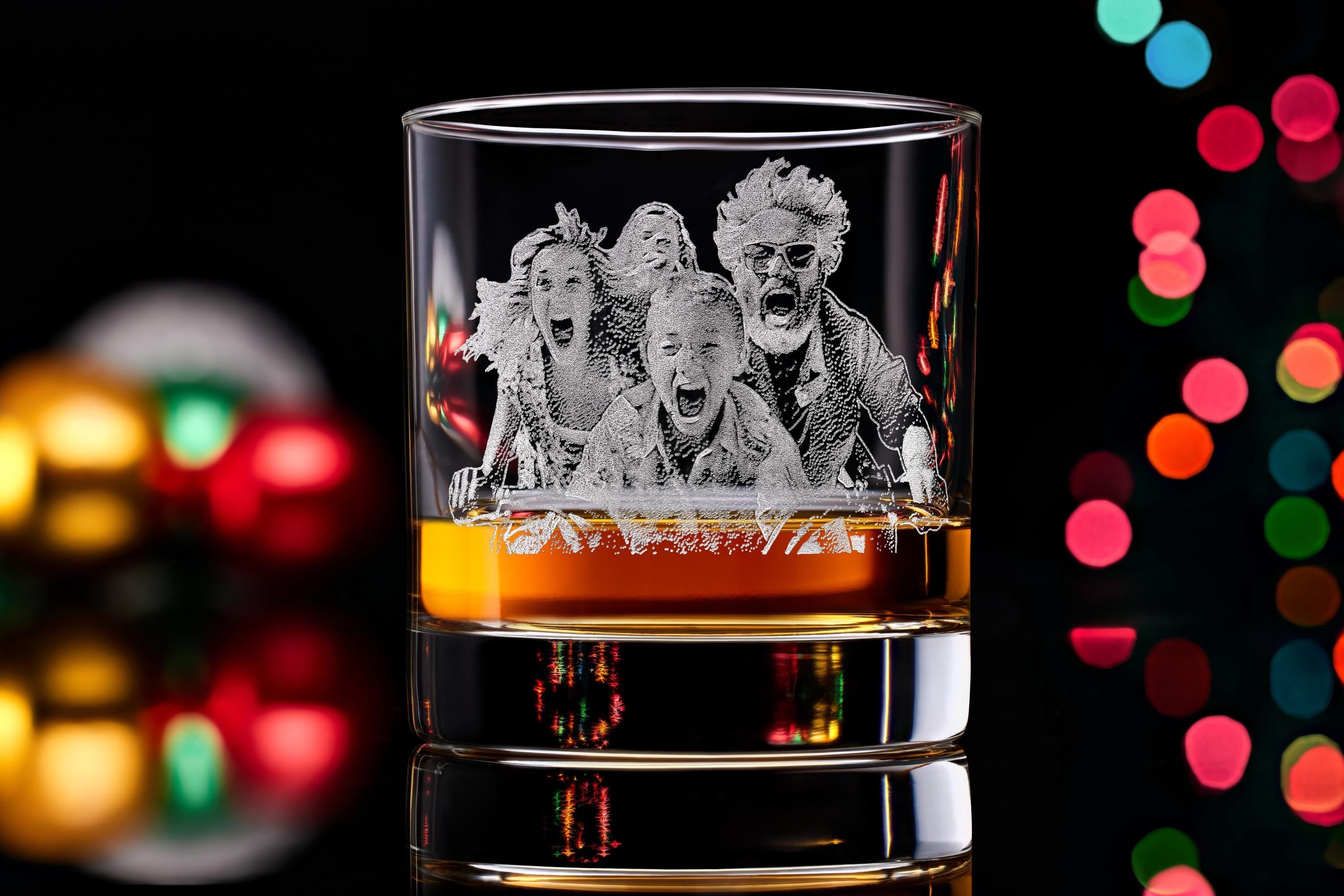 Custom Photo Engraved Whiskey Glass, Unique Holiday Gift for Dad or Husband, Perfect for Special Occasions with Free Gift Box