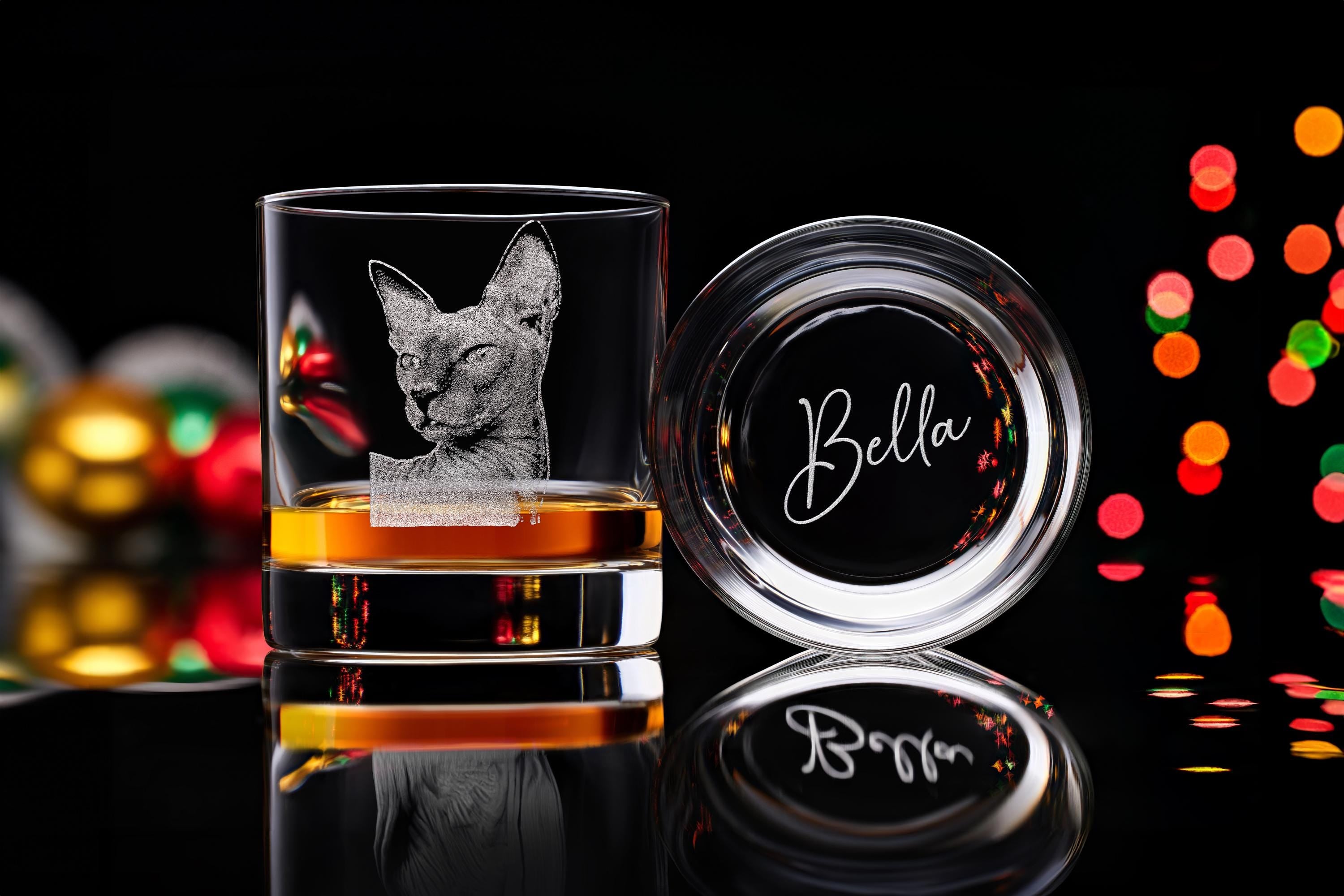 Customizable Pet Portrait Glass for Whiskey - Custom Christmas Gift with Free Box