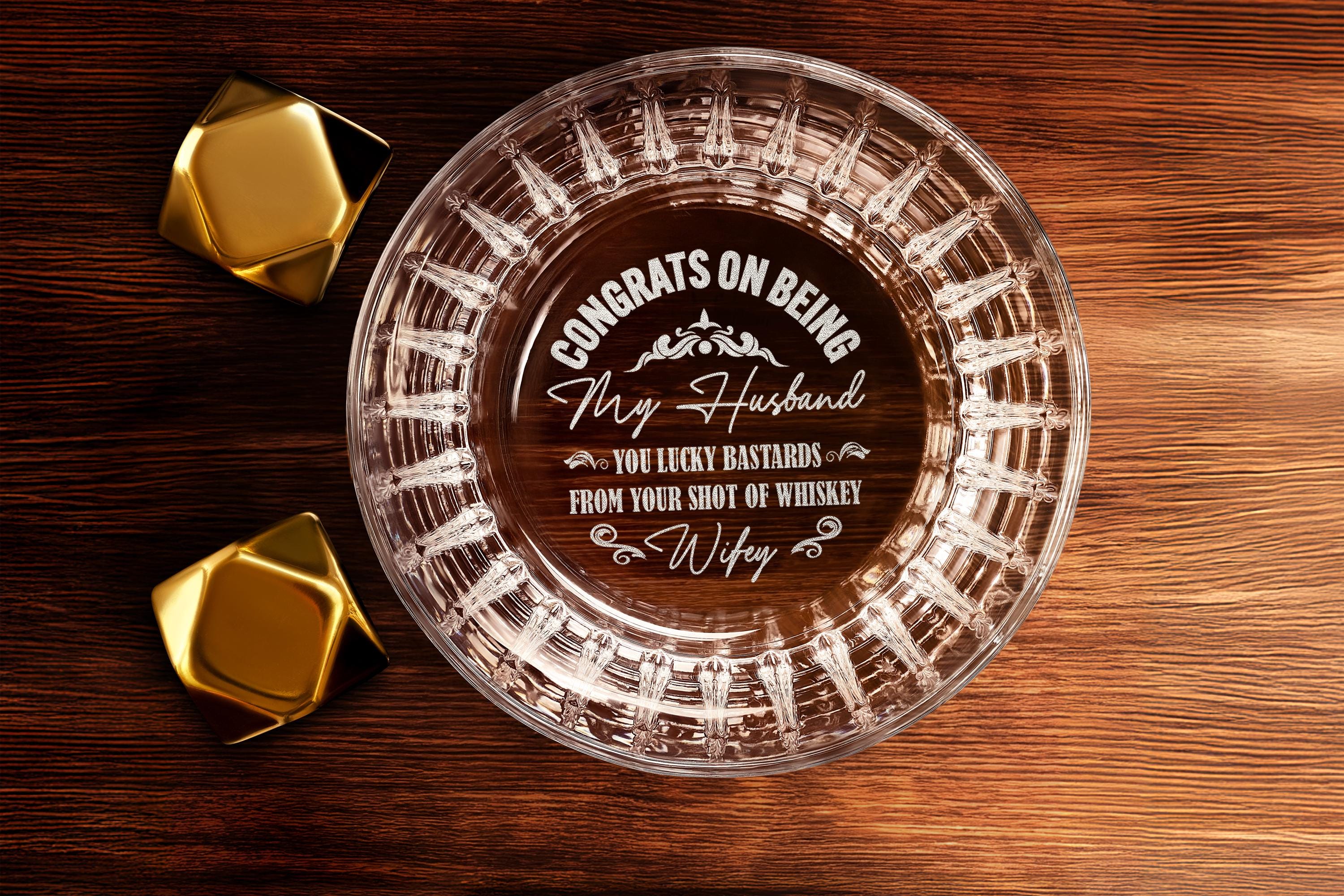 Engraved Custom Whiskey Glass for Him, Personalized Father's Day Gift, Congrats On Being My Husband Keepsake Gift Box