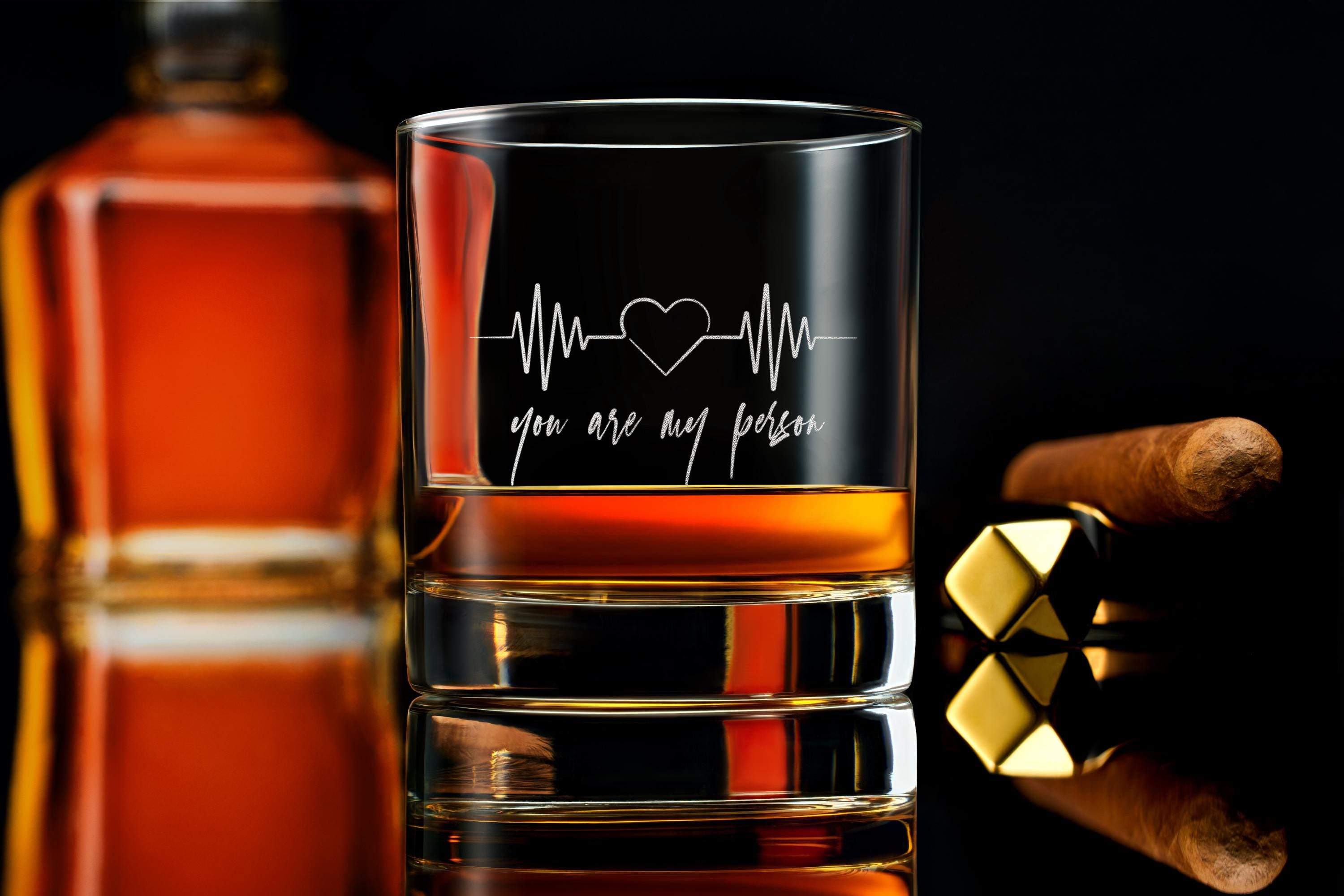 Custom Whiskey Rock Glass, You are my person, gift for boyfriend, Anniversary Gift, valentines gift for him, Gift Box