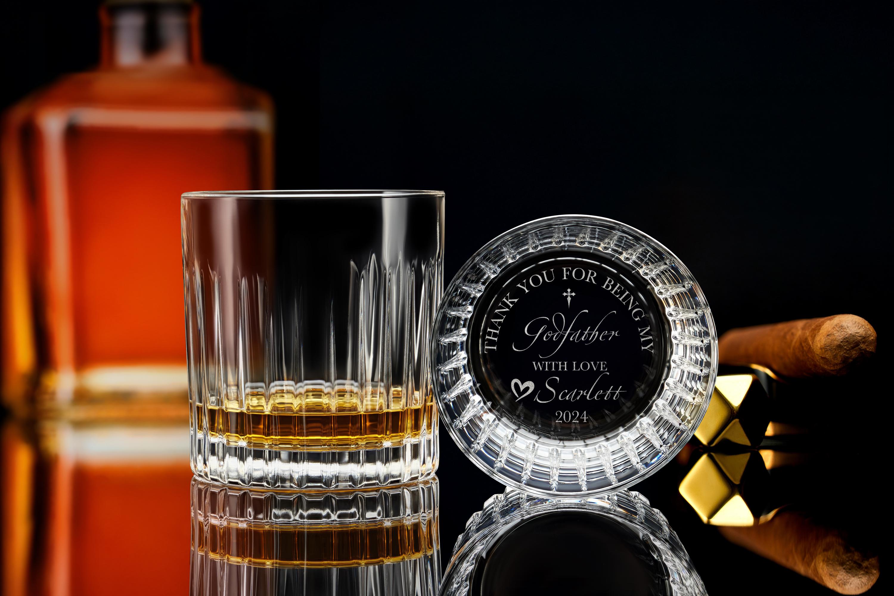 Custom Engraved Godfather Crystal Whiskey Glass, Personalized Gift for Godparents, Ideal Baptism Keepsake with Complimentary Gift Box