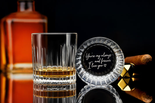 Engraved Valentine's Day Crystal Whiskey Glass - Custom Gift for Boyfriend with Free Gift Box