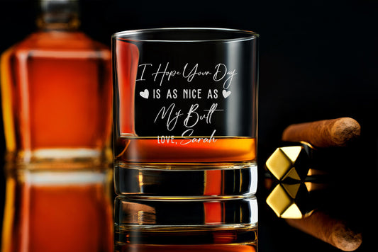 Personalized Engraved Whiskey Glass for Husband, Funny Gift for Him, Ideal Anniversary Present with Free Gift Box