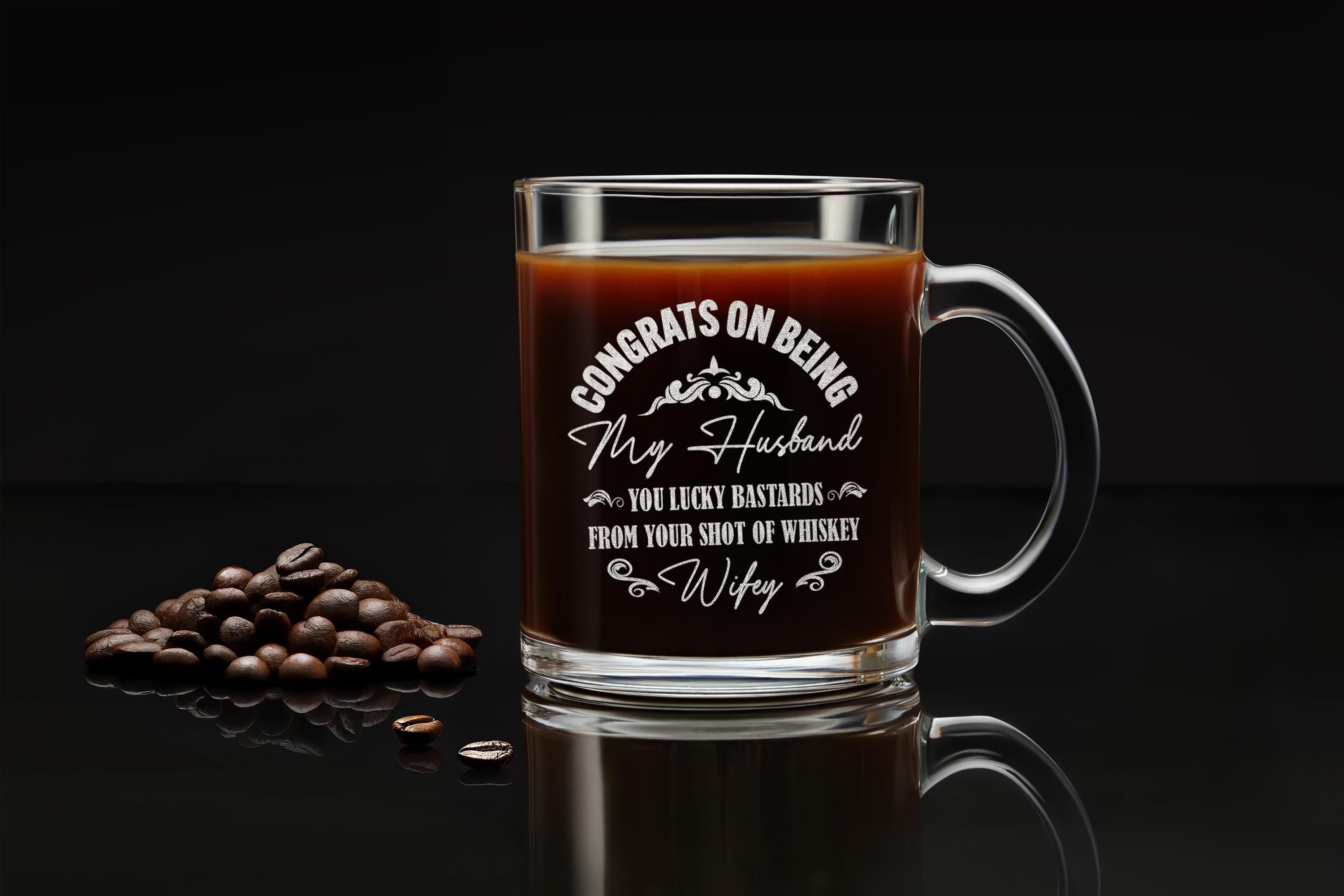 Engraved Custom Whiskey Glass for Him, Personalized Father's Day Gift, Congrats On Being My Husband Keepsake Gift Box