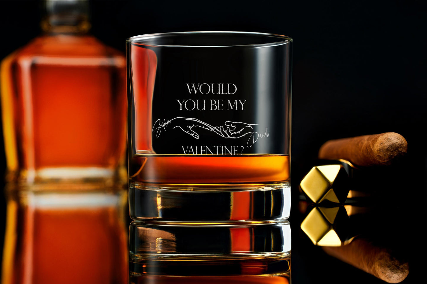 Personalized Whiskey Rock Glass Valentines Gift For Him, gift for boyfriend, Anniversary Gift, I love You Gift, With Free Gift Box
