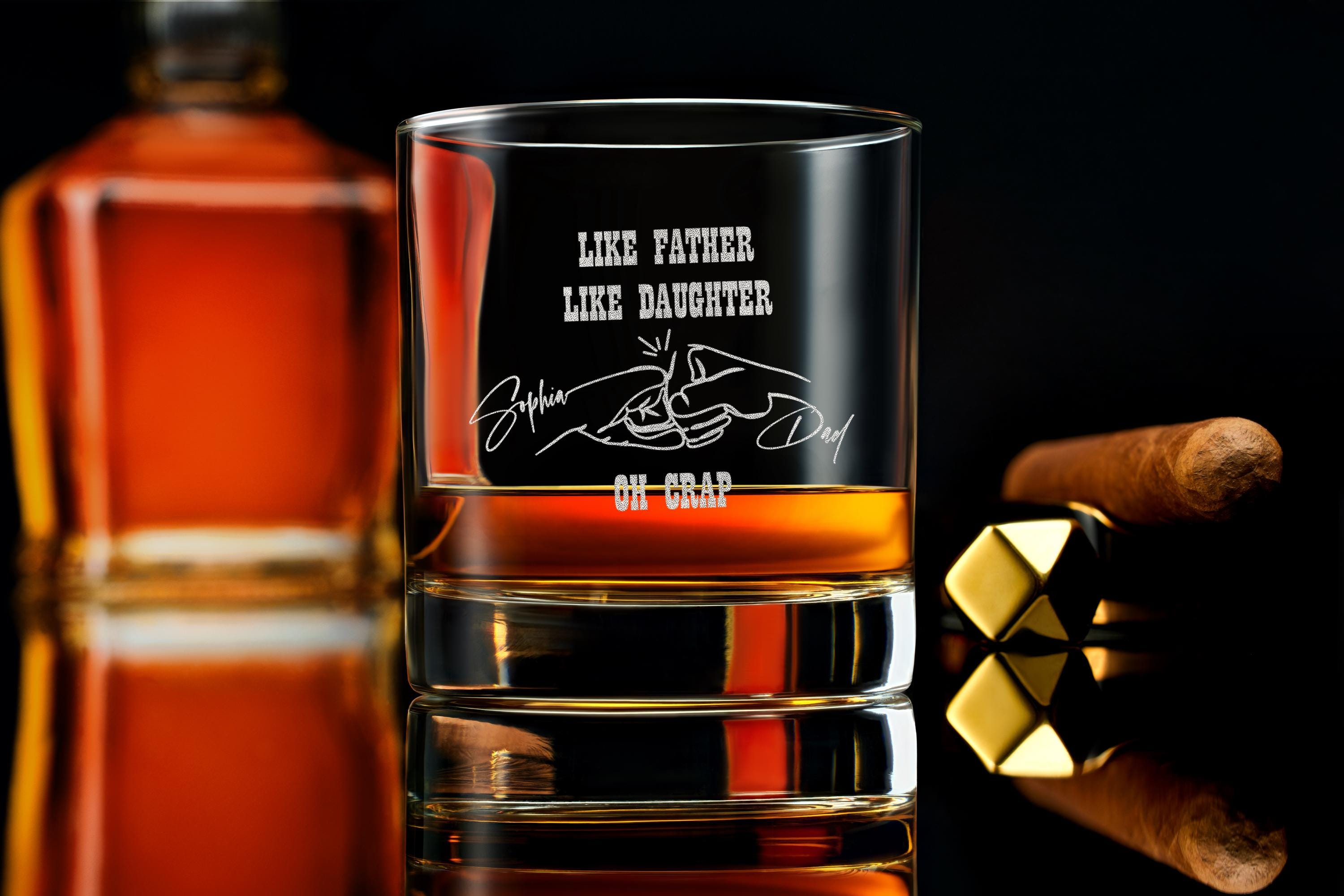 Custom Engraved Whiskey Glass – Personalized Rock Glass for Dad | Father's Day Gift from Daughter | Unique Keepsake | Free Gift Box