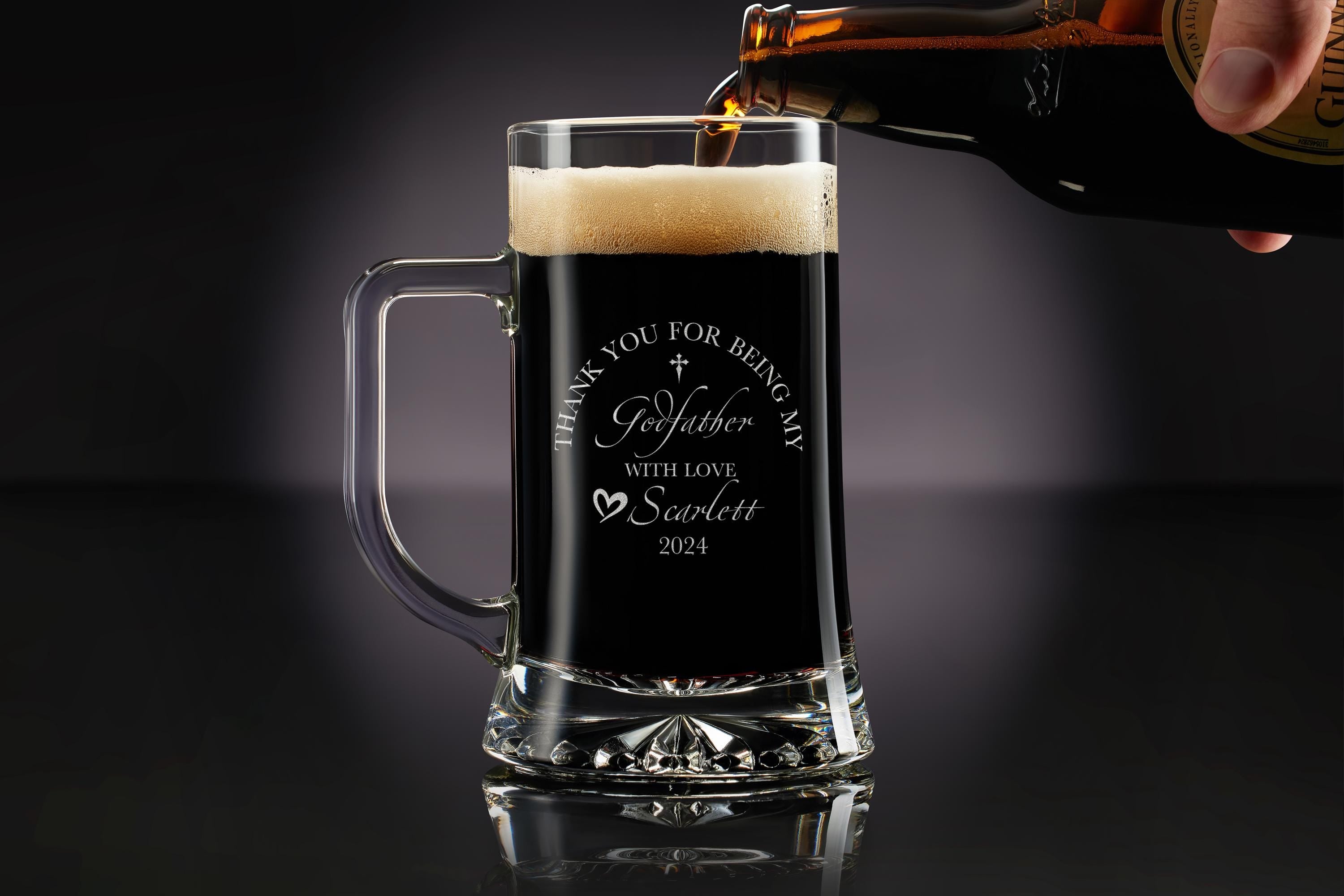 Custom Engraved Godfather Crystal Whiskey Glass, Personalized Gift for Godparents, Ideal Baptism Keepsake with Complimentary Gift Box