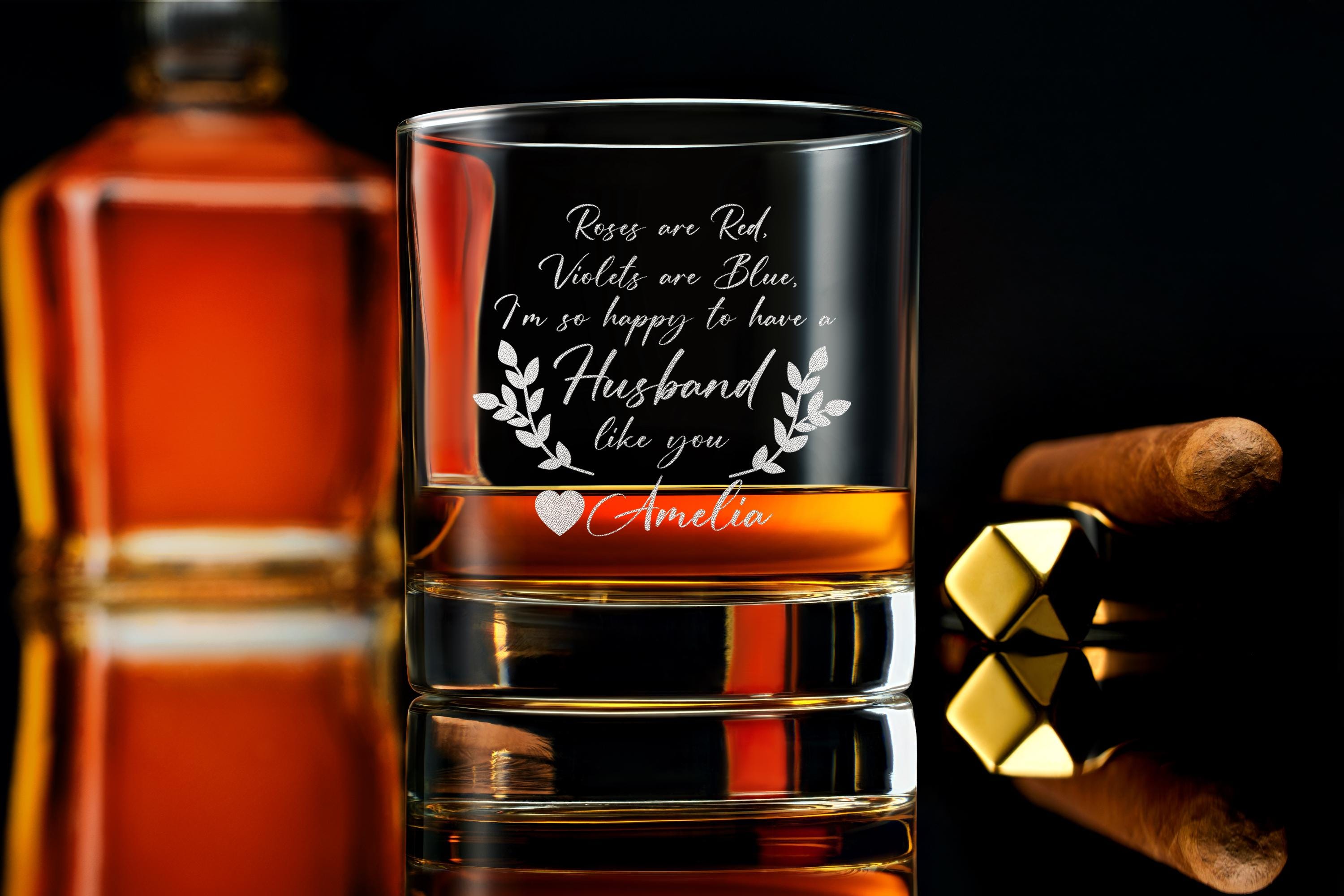 Engraved Custom Whiskey Glass Gift For Husband, gift for boyfriend, Anniversary Gift, valentines gift for him, Gift Box