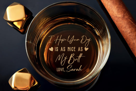 Personalized Engraved Whiskey Glass for Husband, Funny Gift for Him, Ideal Anniversary Present with Free Gift Box