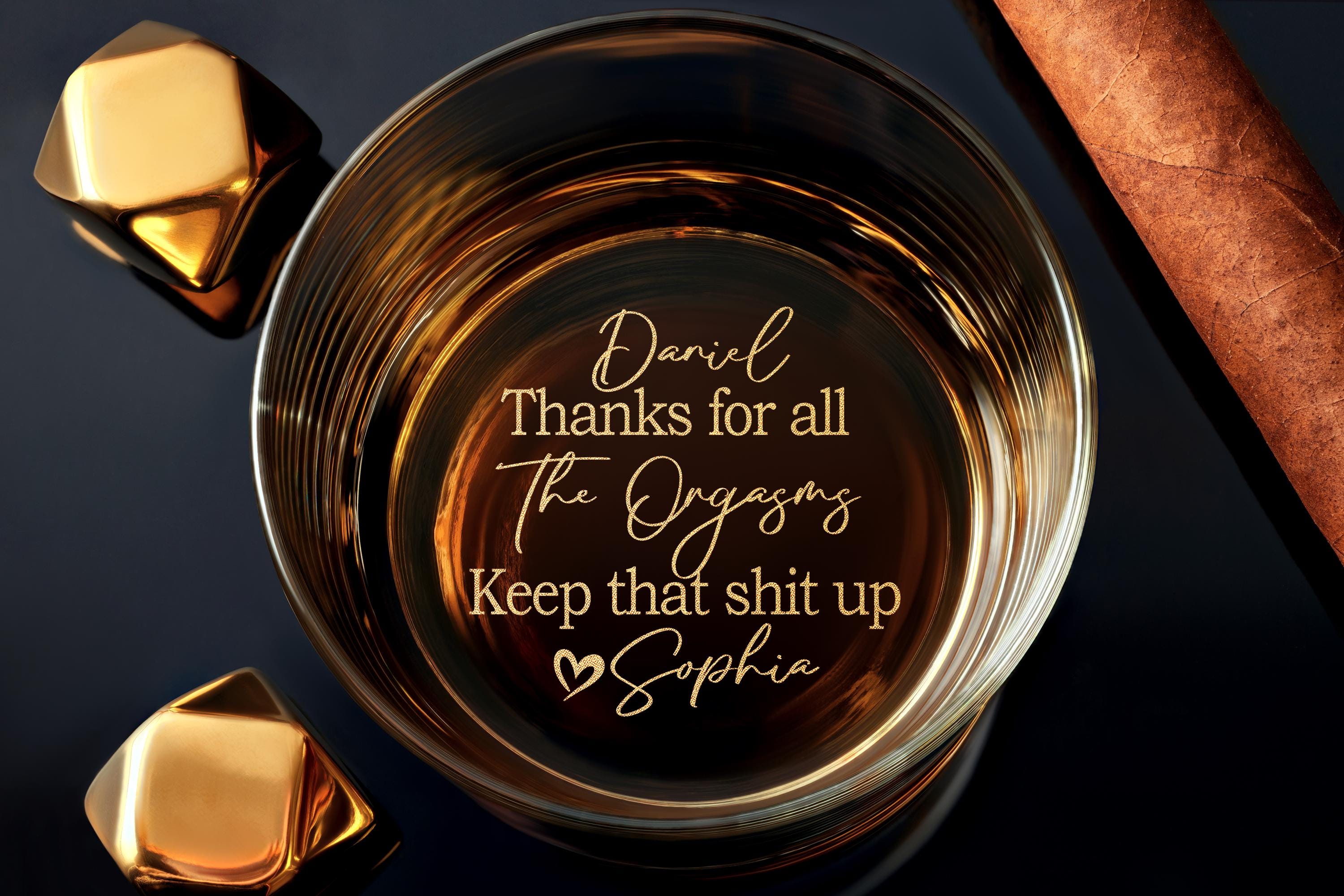 Custom Whiskey Glass, Thanks For All The Orgasms, Personalized Gift For Husband, gift for boyfriend, Birthday gift for him, Free Gift Box
