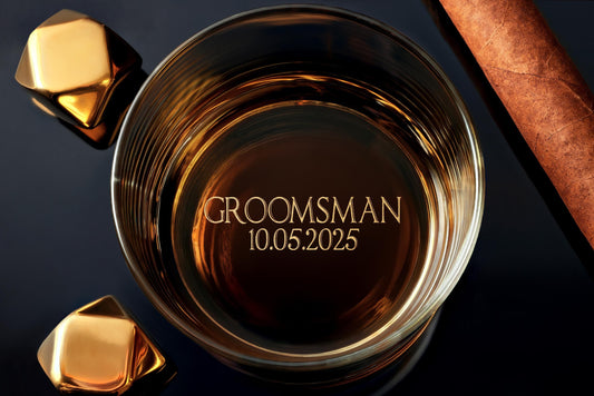 Personalized Groomsmen Gift Whiskey Glasses, Custom Engraved Drinkware, Unique Wedding Gift for Him, Best Man Gift