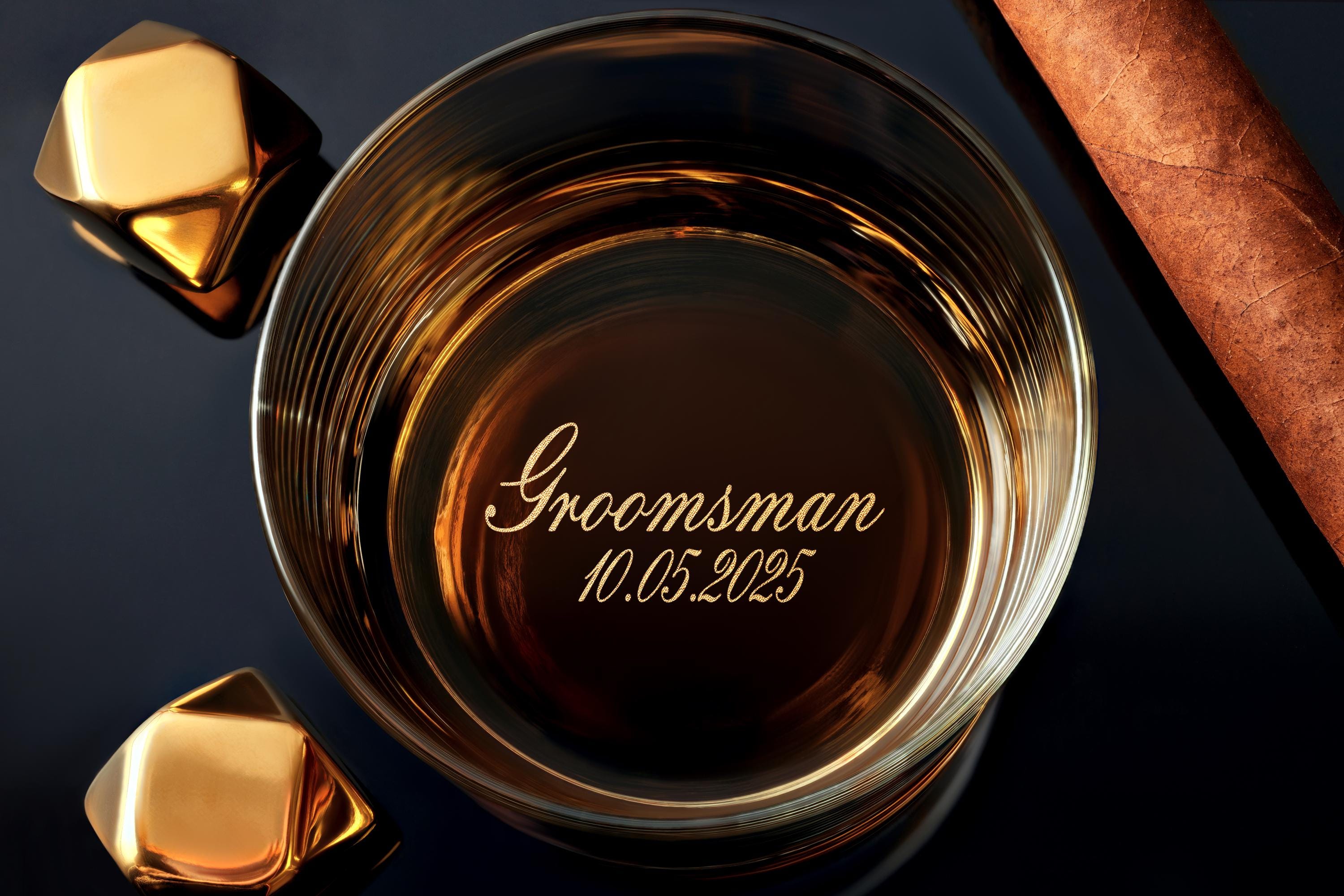 Custom Engraved Whiskey Glasses for Groomsmen, Personalized Wedding Gift Idea, Perfect Drinkware Gift for Him