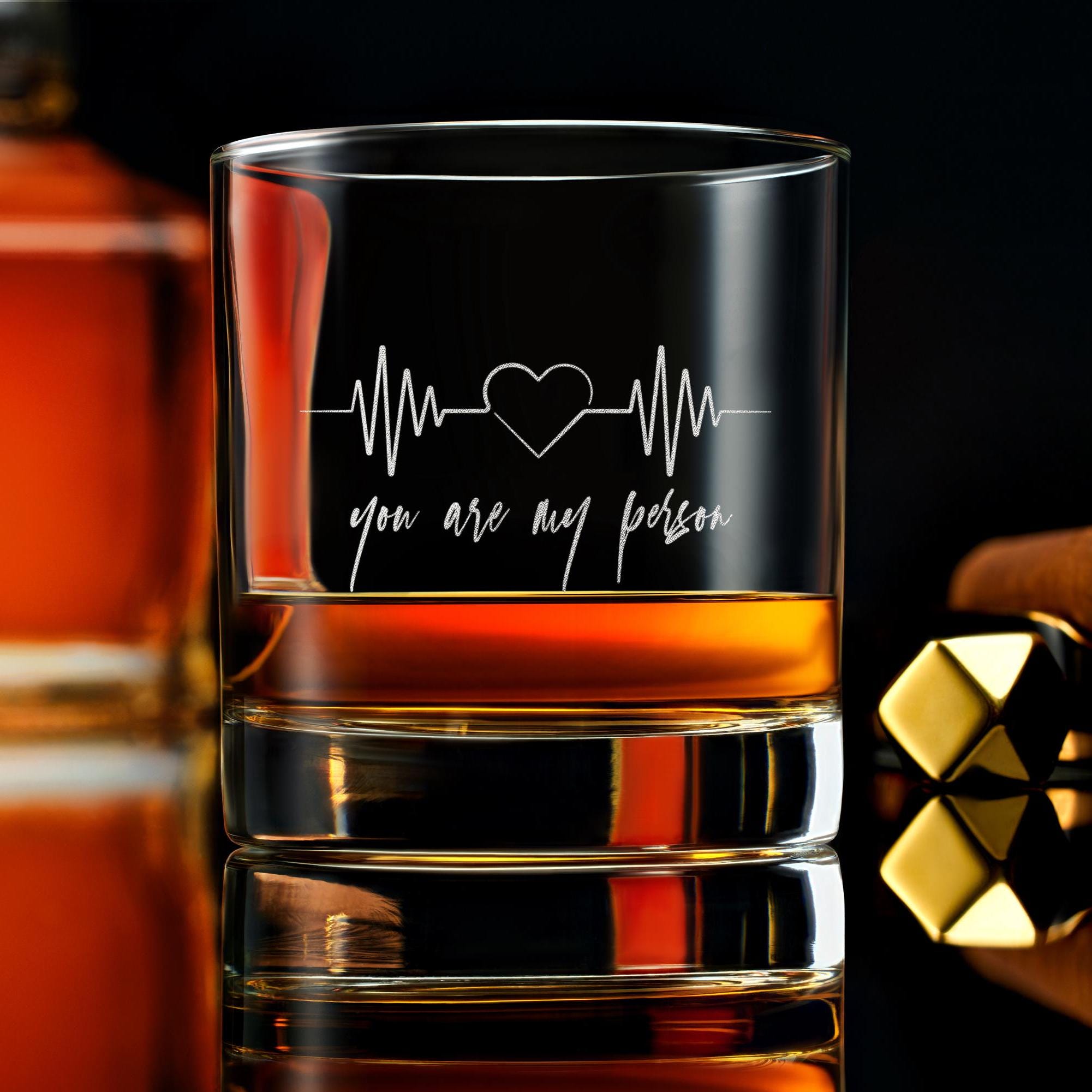 Custom Whiskey Rock Glass, You are my person, gift for boyfriend, Anniversary Gift, gift for him, Gift Box