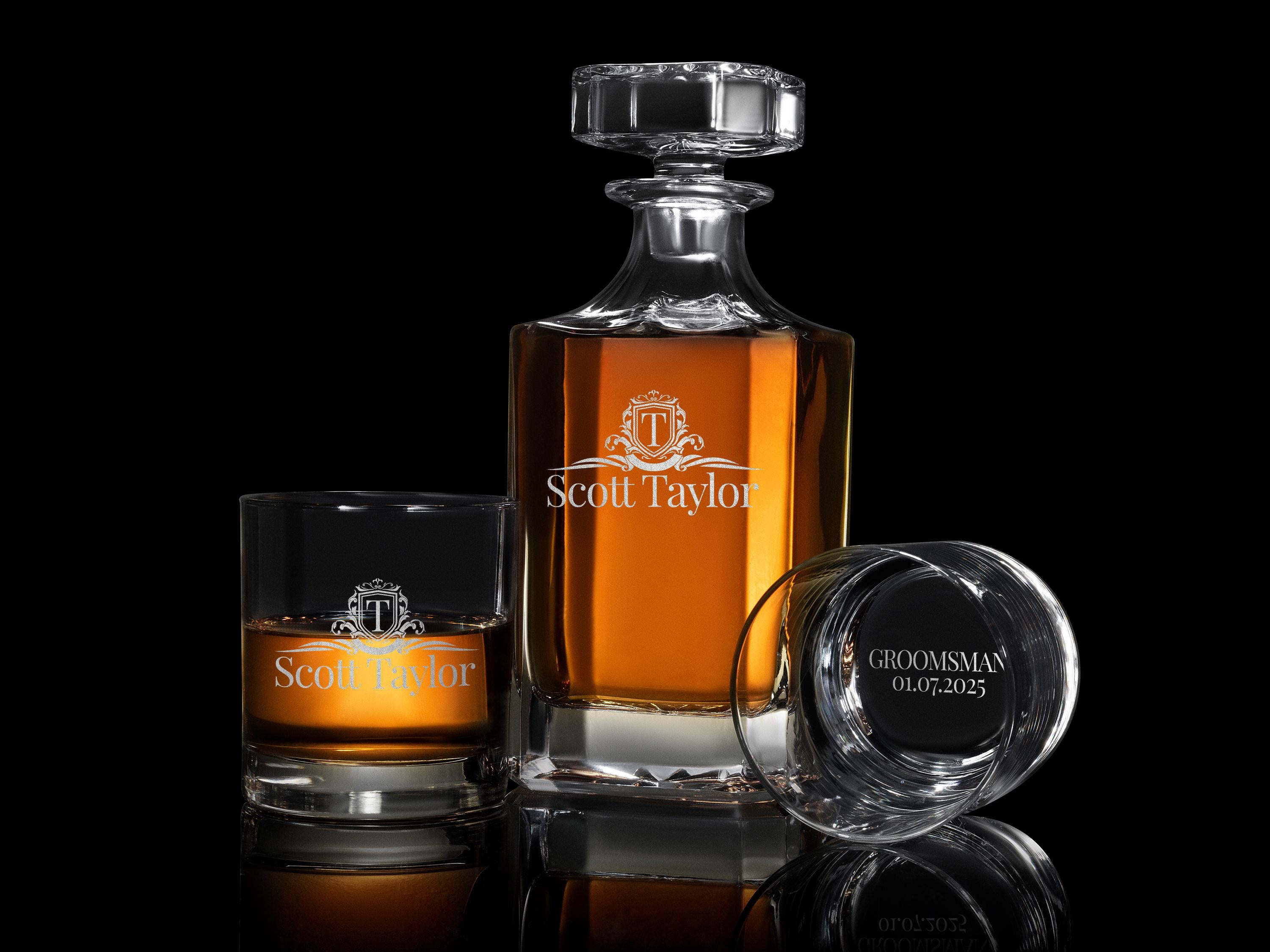 Custom Engraved Whiskey Glasses: Unique Personalized Groomsmen Gift and Best Man Present, Perfect Wedding Gift for Him