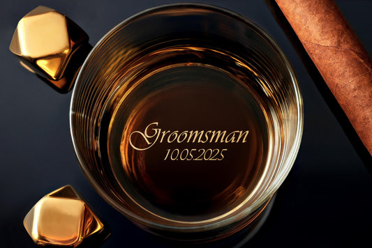 Personalized Groomsmen Gift - Custom Engraved Whiskey Glasses, Unique Wedding Present for Him, Ideal Best Man Gift