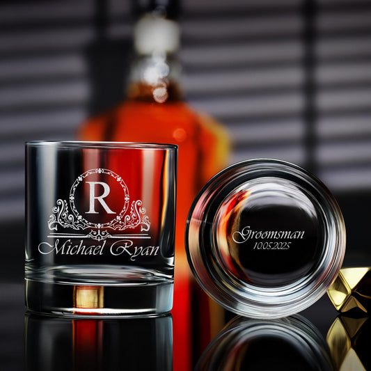 Personalized Groomsmen Gift - Custom Engraved Whiskey Glasses, Unique Wedding Present for Him, Ideal Best Man Gift