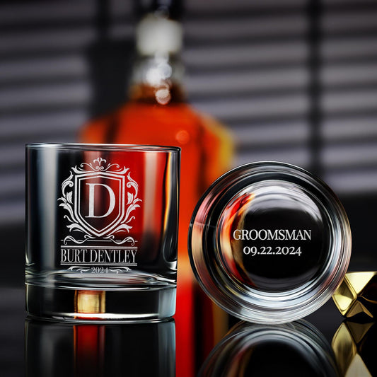 Personalized Groomsmen Gift: Custom Whiskey Glasses, Unique Wedding Gift for Him, Best Man Gift