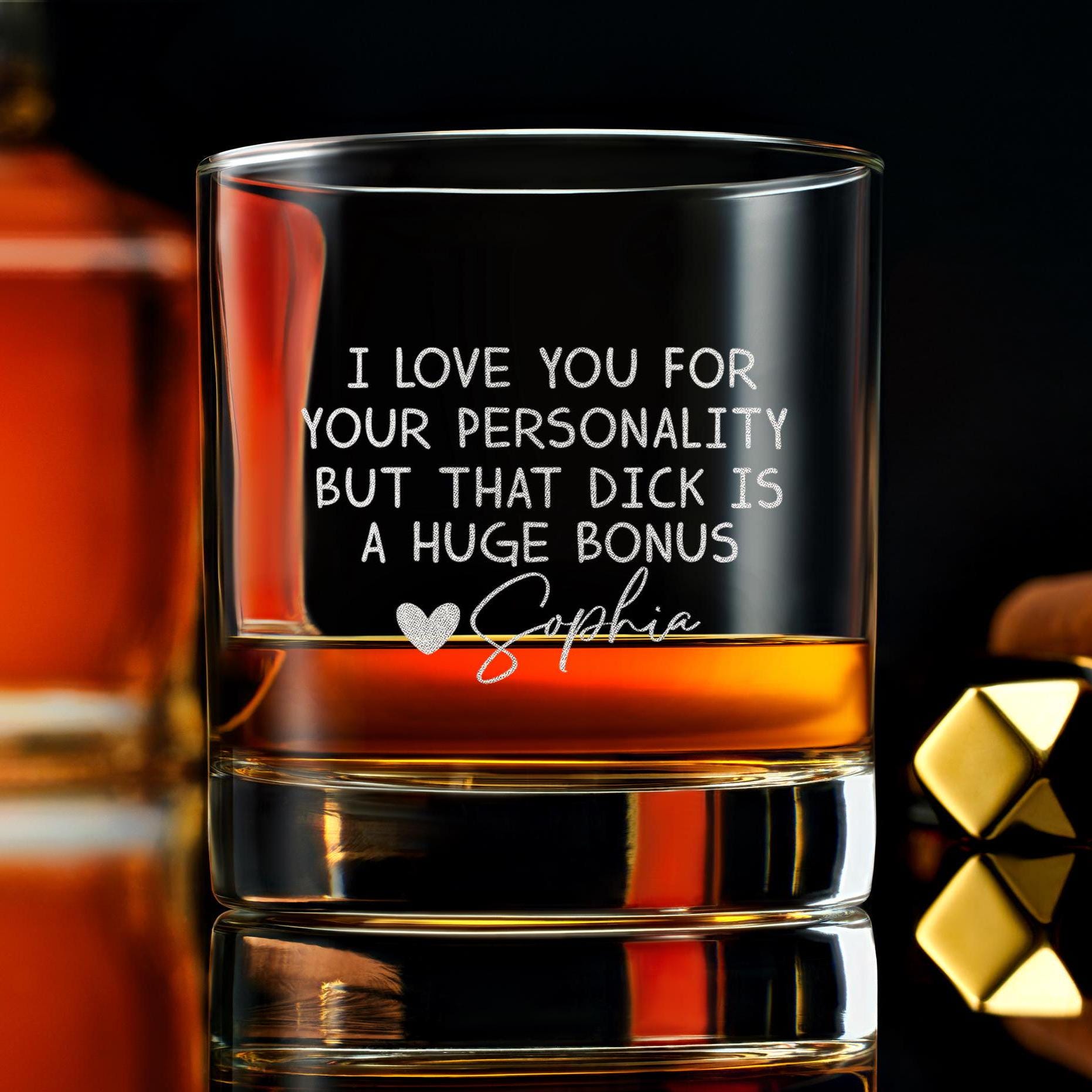 Custom Engraved Whiskey Rock Glass, Funny Gift For Husband, gift for boyfriend, Anniversary Gift, Great gift for him, Gift Box