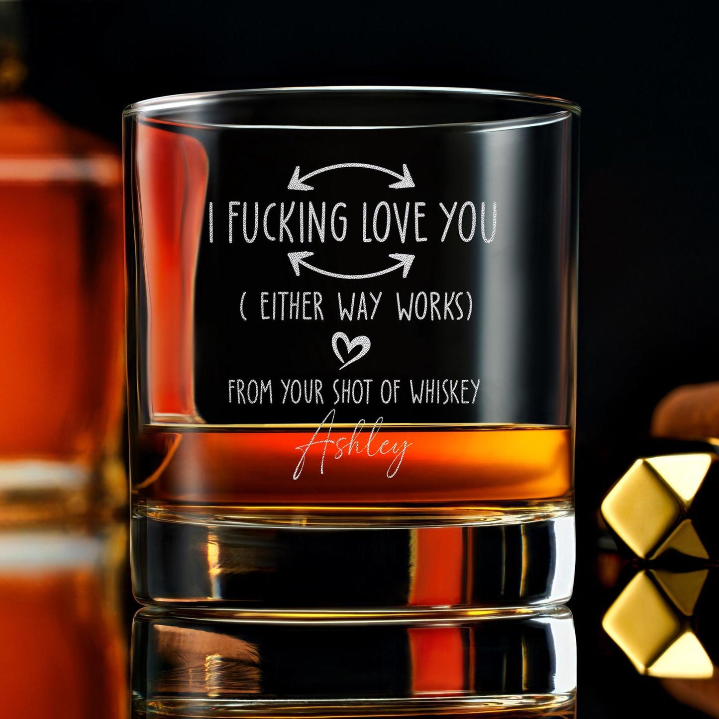 Personalized Whiskey Glass, Funny I F-king Love You gift for Husband, Gift For Him, Custom Birthday Gift or Anniversary Gift, Free Gift Box