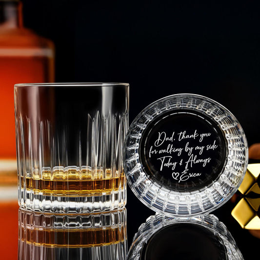 Father of the Bride Gift – Custom Crystal Whiskey Glass with Handwriting | Engraved Wedding Keepsake | Unique Dad Present | Gift Box