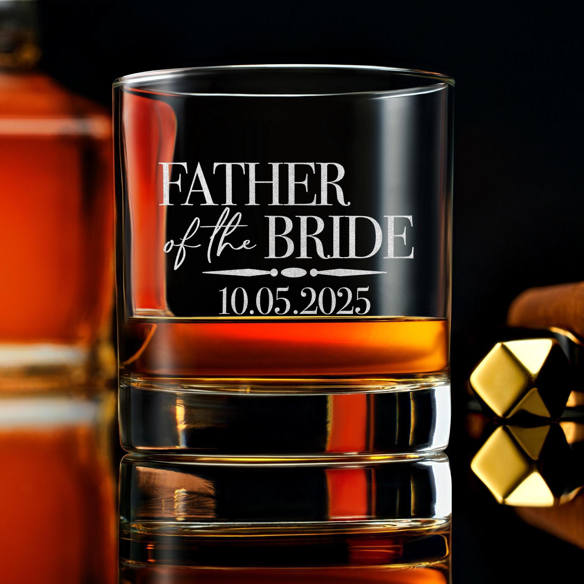 Customized Wedding Whiskey Glass for Father of the Bride, Personalized Message, Perfect Gift with Free Gift Box